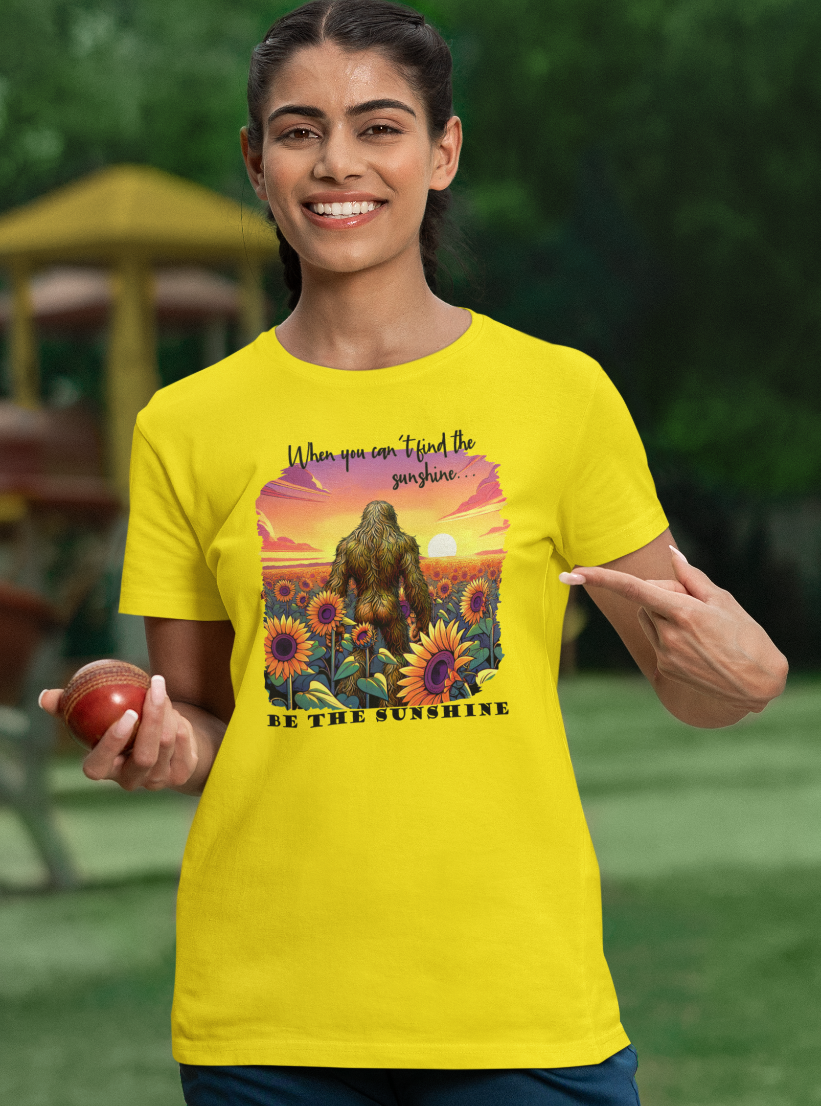 Bigfoot Sunflower "Be the Sunshine" Tshirt (Yellow) Hoodie, Sweatshirt | PodTeesHub.com