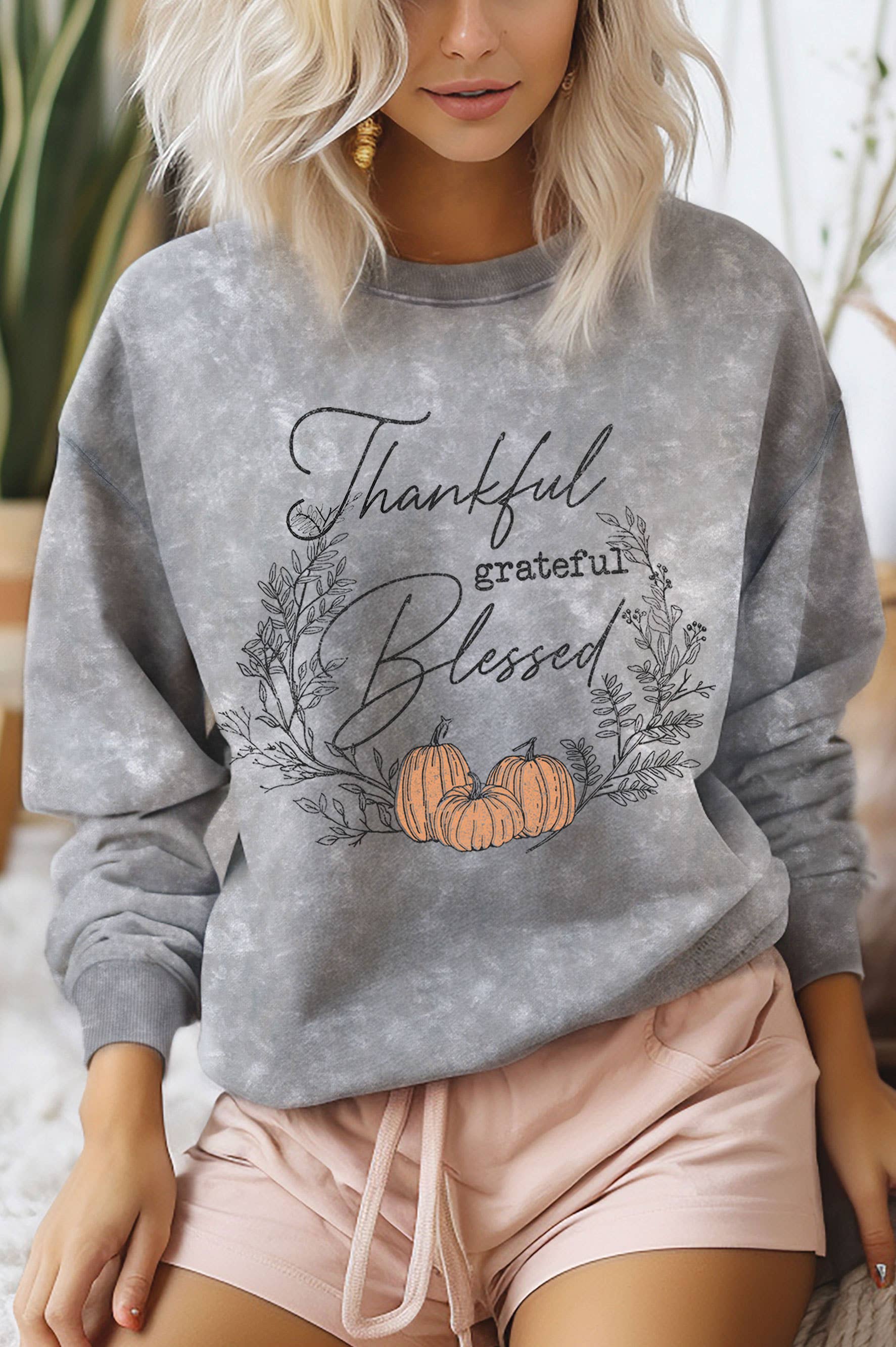Thankful Grateful Blessed Pumpkin Mineral Graphic Sweatshirt T-Shirts, Hoodie | PodTeesHub.com