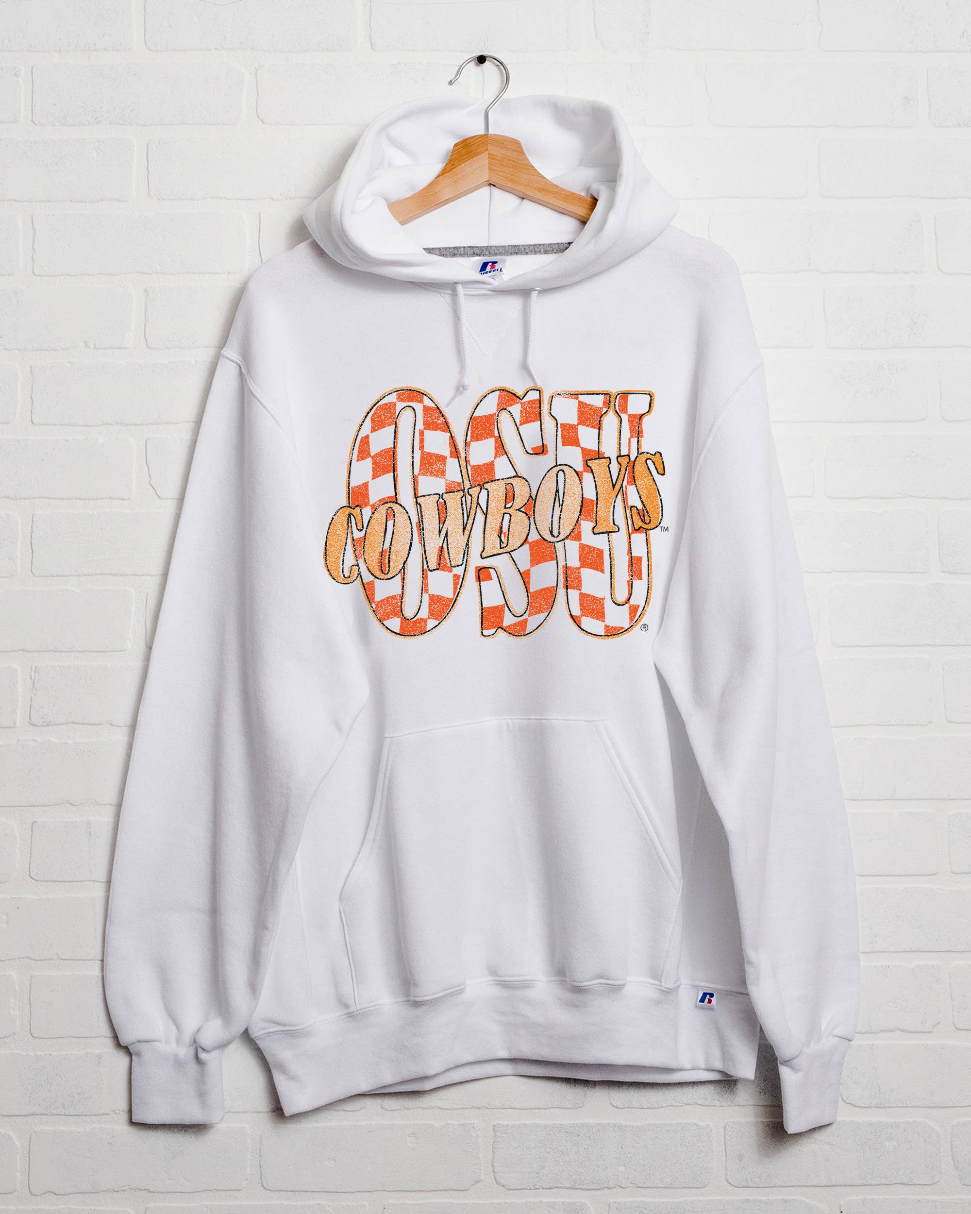 Osu Cowboys Twisted Check White Russell Hoodie T-Shirts, Sweatshirt | PodTeesHub.com