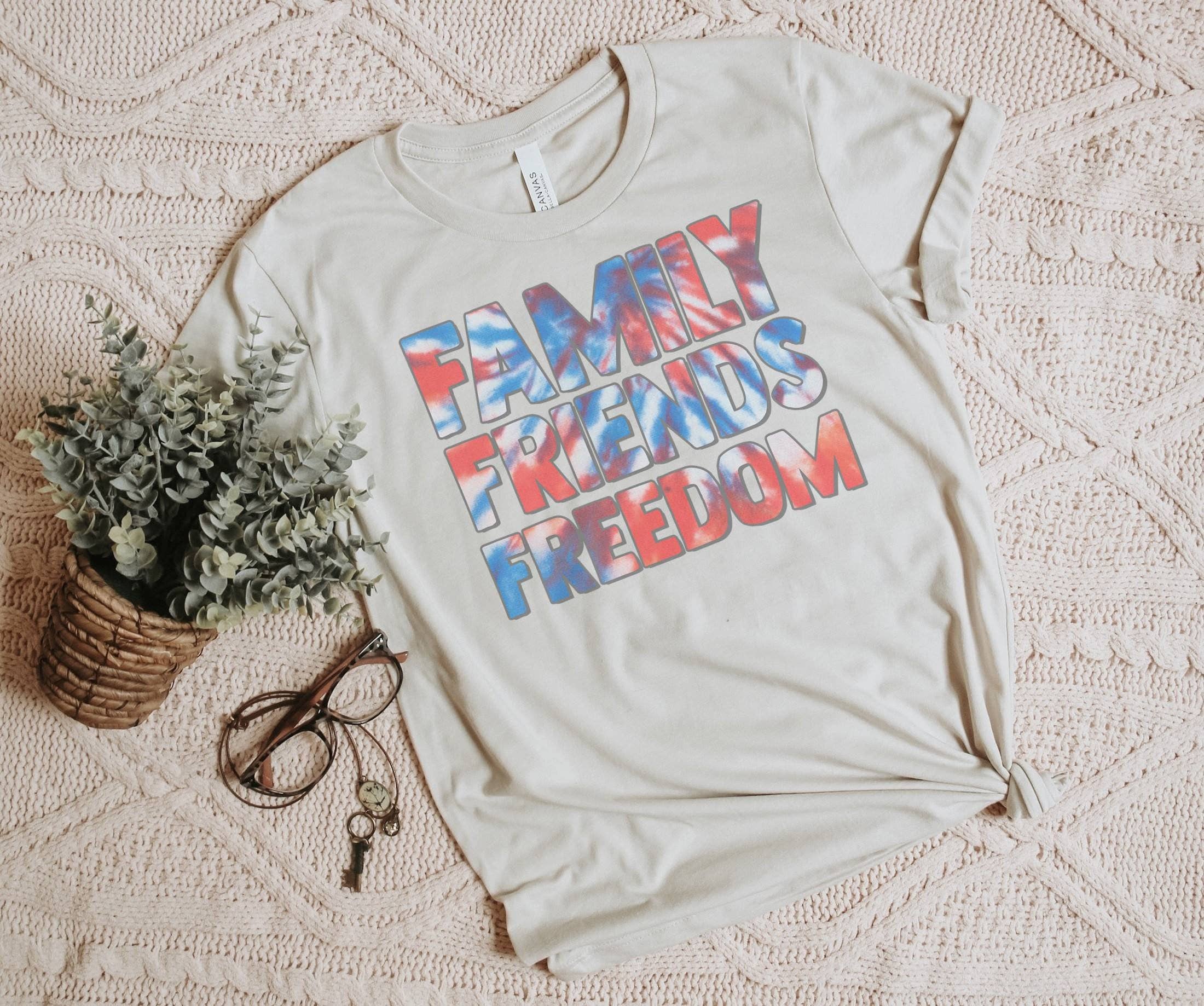 Tie Dye Family Friends Freedom | Patriotic T Shirt Hoodie, Sweatshirt | PodTeesHub.com
