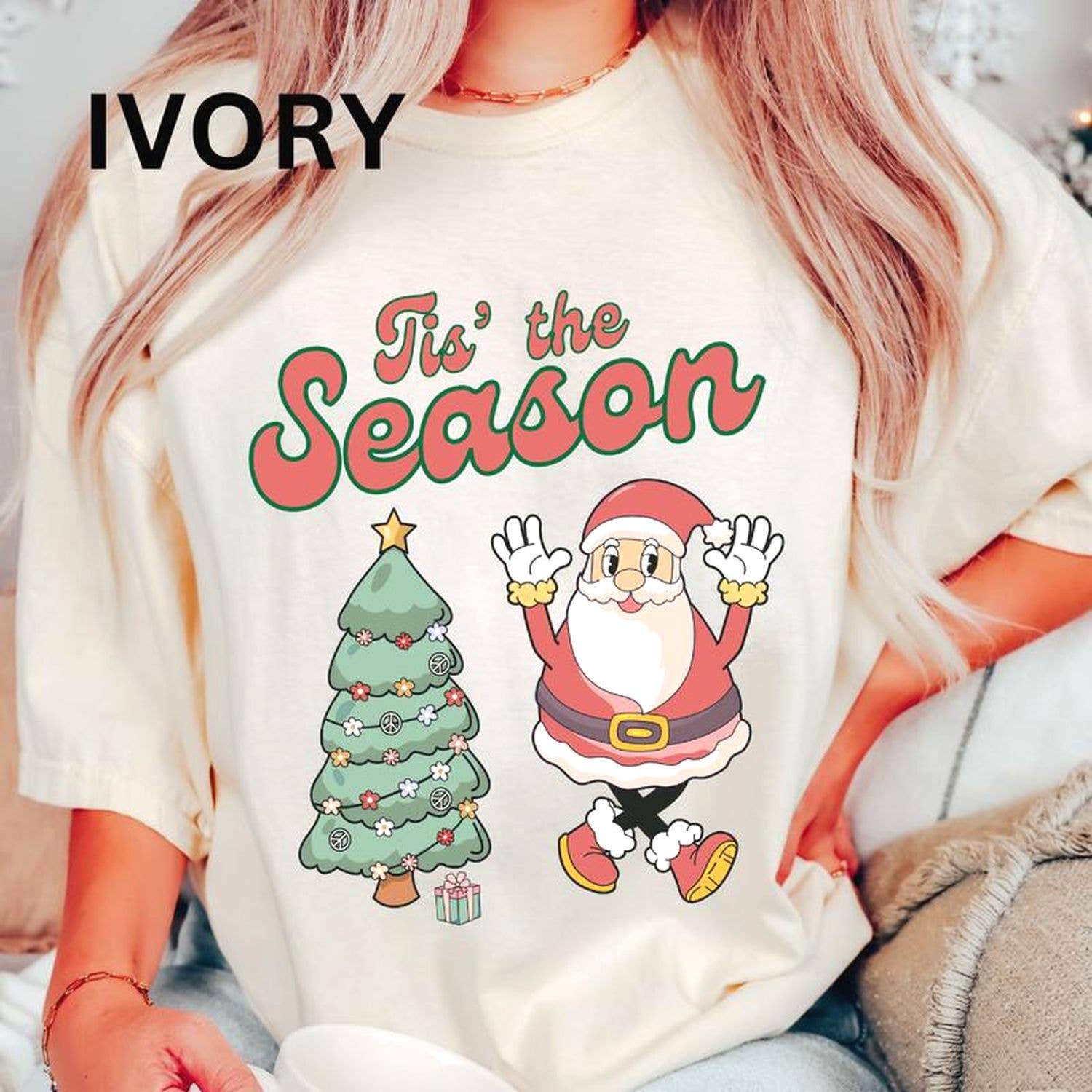 Tis the Season Tree and Santa Casual Unisex Christmas Shirt Hoodie, Sweatshirt | PodTeesHub.com
