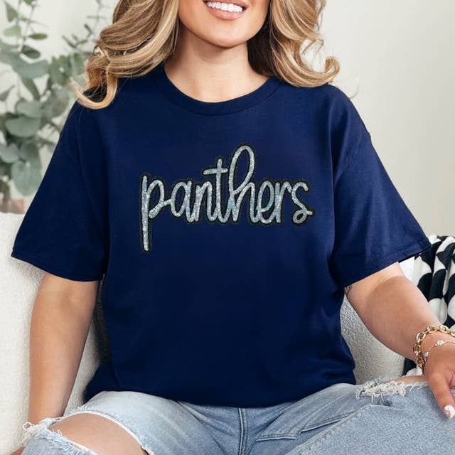 Panthers Sequin Patch Navy Everyday Tee Hoodie, Sweatshirt | PodTeesHub.com