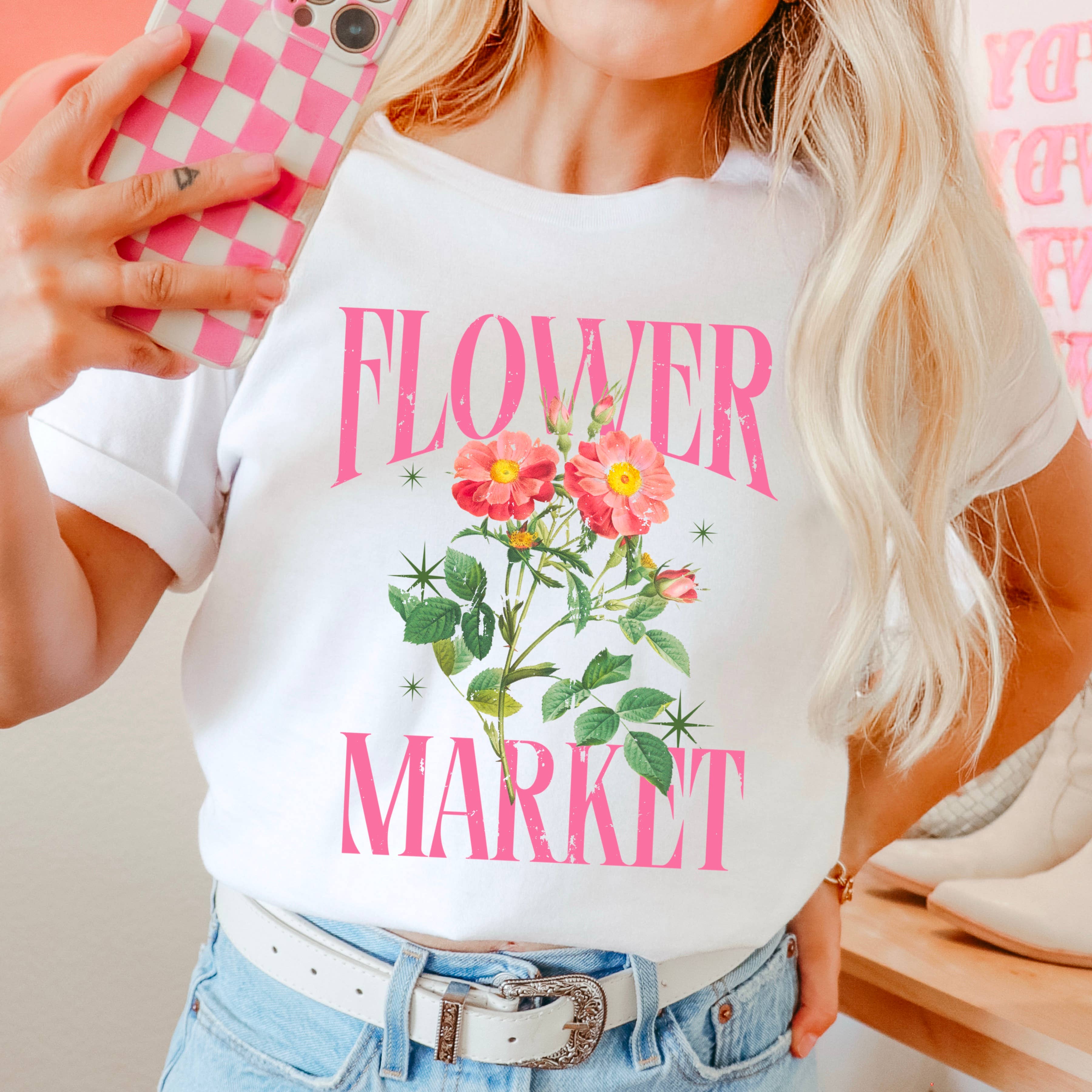 Flower Market  Graphic Shirt | Summer 2025 | Comfort Color Hoodie, Sweatshirt | PodTeesHub.com