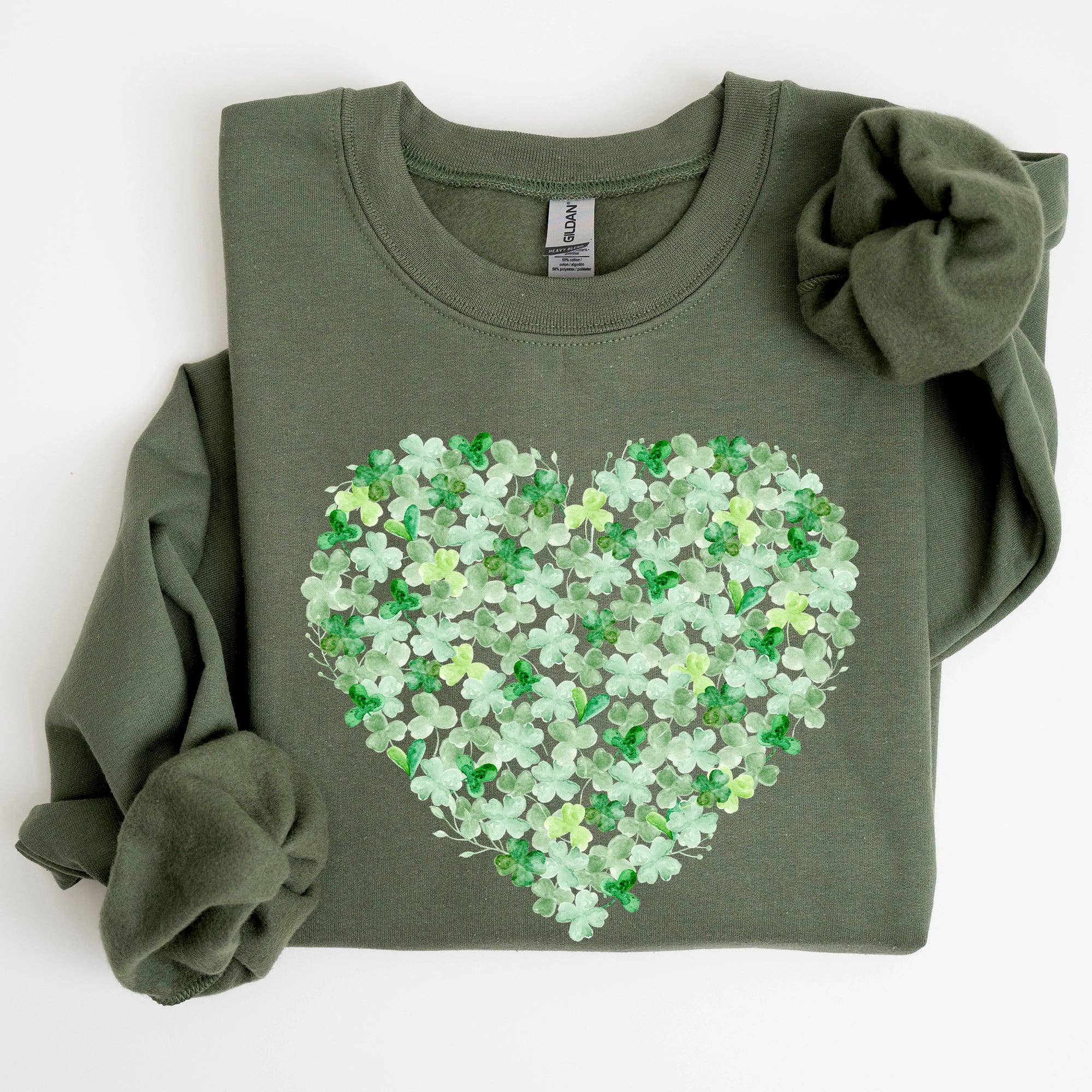 Watercolor Shamrocks, Heart, St Patrick's Day Sweatshirt T-Shirts, Hoodie | PodTeesHub.com