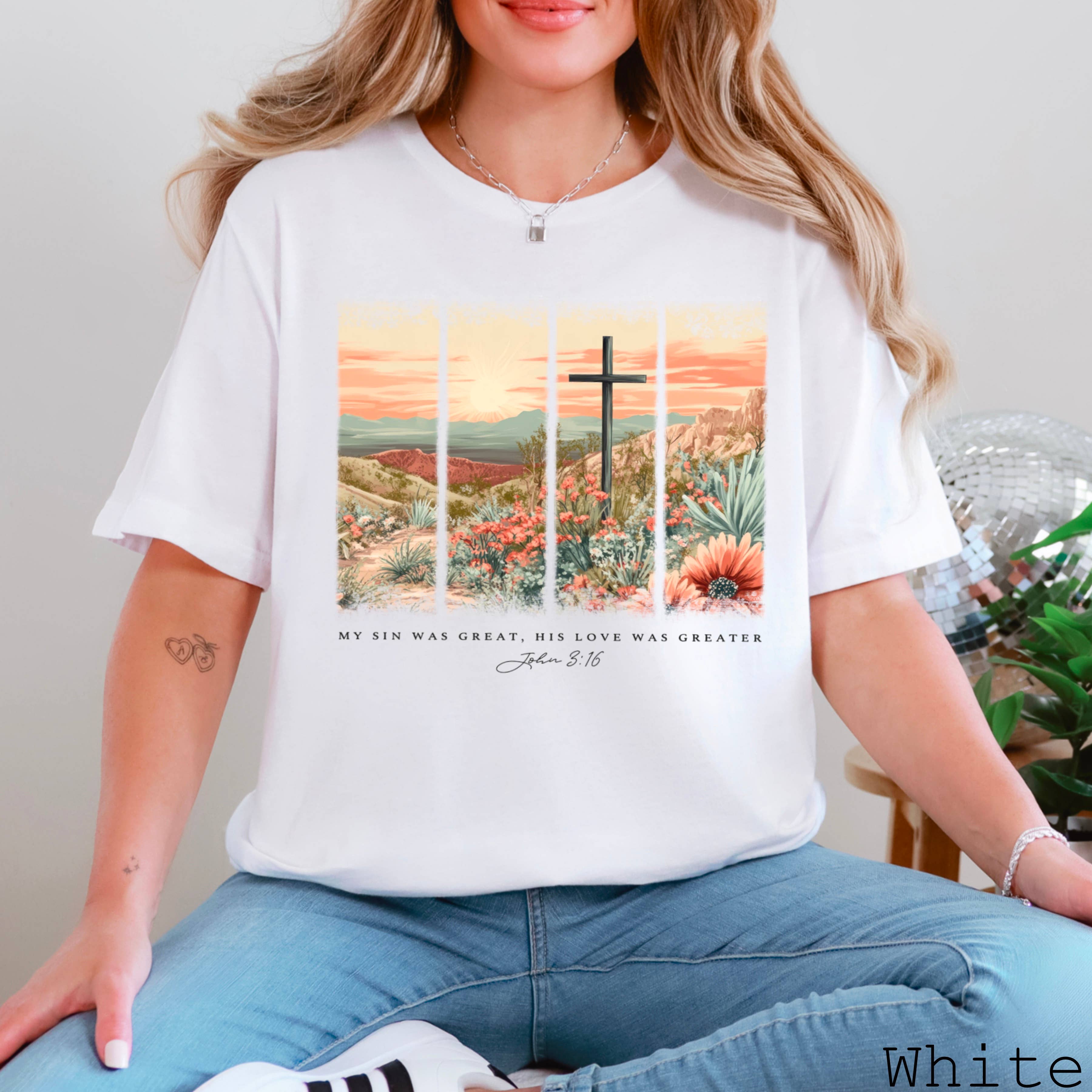 His Love Was Greater Easter Graphic Shirt L | Bella Canvas Hoodie, Sweatshirt | PodTeesHub.com
