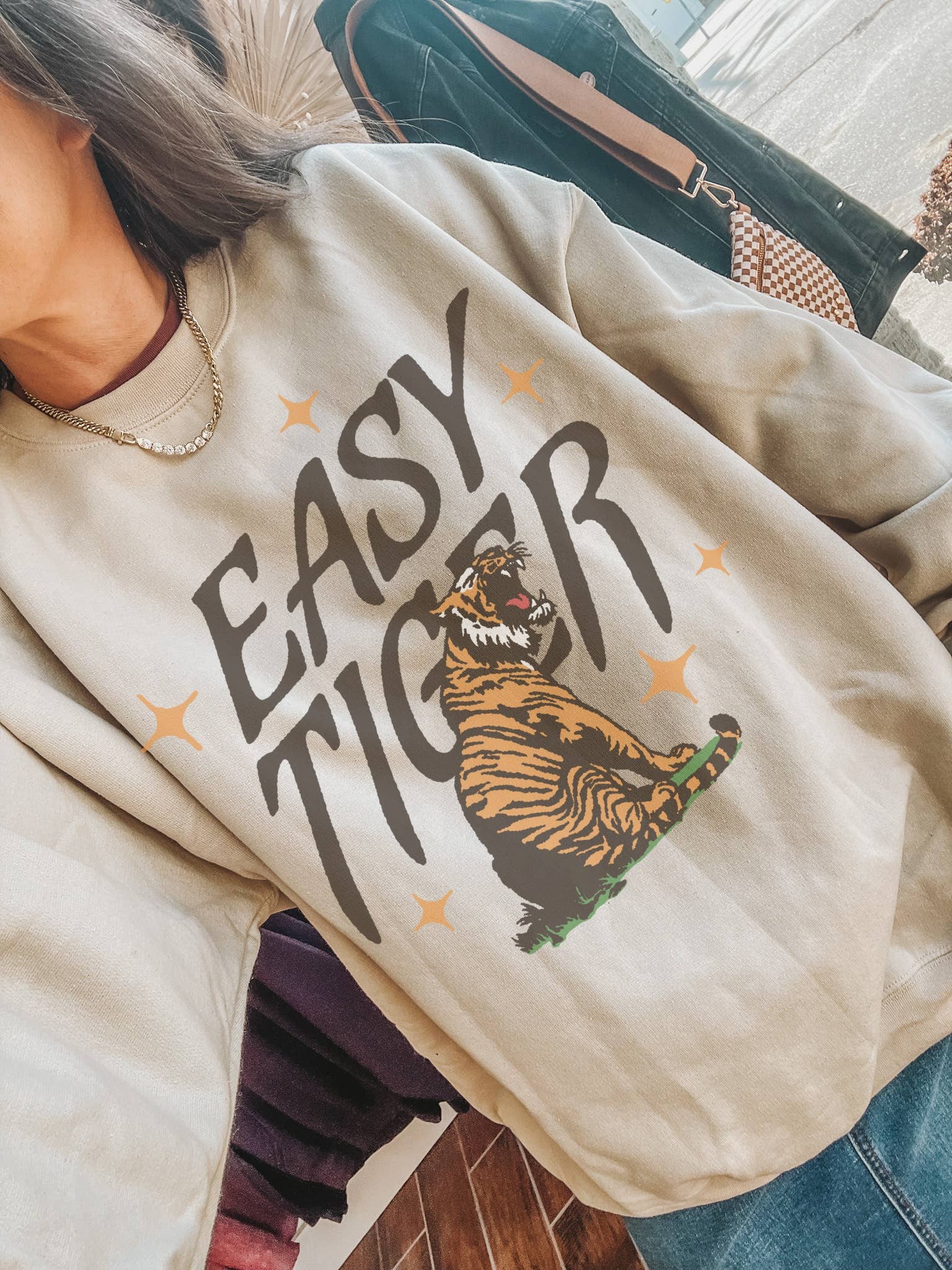 Retro Easy Tiger Crew Neck Sweatshirt T-Shirts, Hoodie | PodTeesHub.com