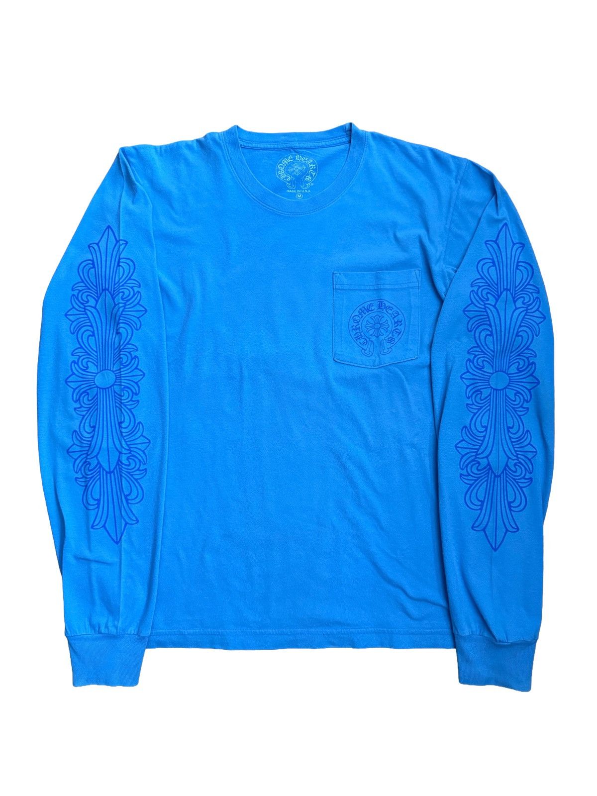 Hearts Chrome Hearts Blue Floral Horse Shoe Miami Long Sleeve T-Shirts, Hoodie, Sweatshirt | PodTeesHub.com