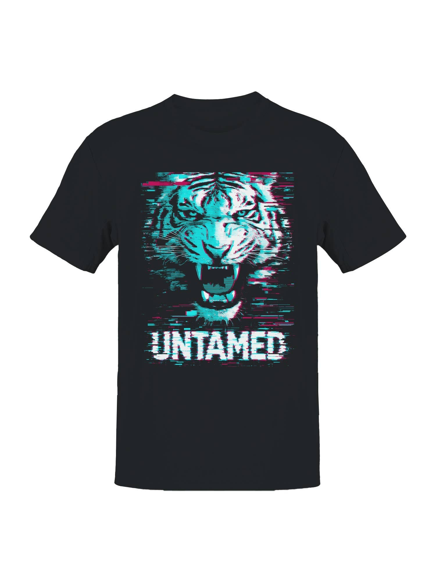 Fierce Glitch Tiger Art - "Untamed Men's T-Shirt Hoodie, Sweatshirt | PodTeesHub.com