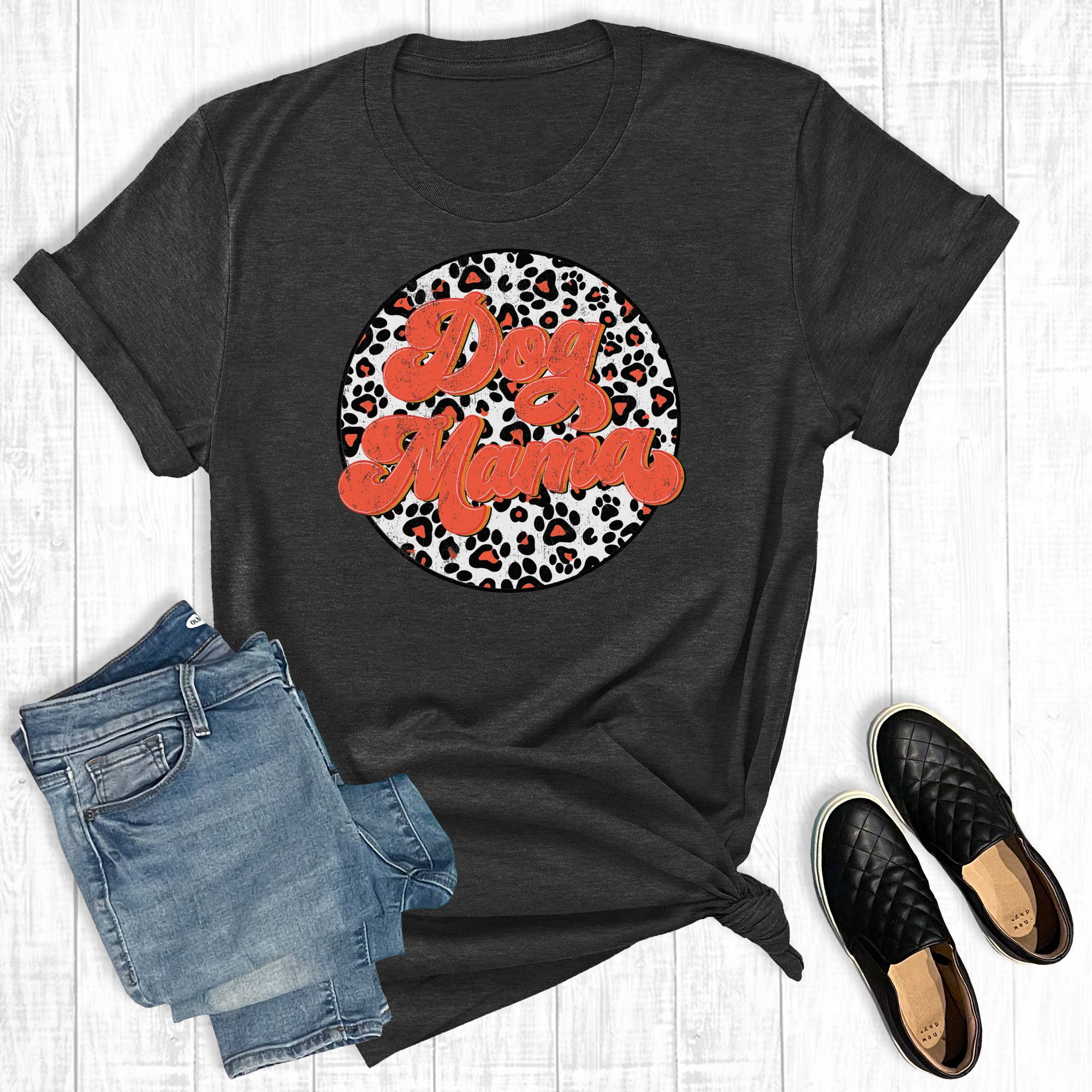 Retro Leopard Dog Mama Graphic Tee Hoodie, Sweatshirt | PodTeesHub.com