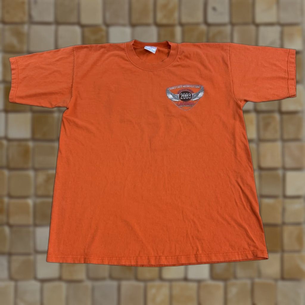Vintage All Sport T Shirt 90s Laconia Motorcycle Week Mens Xl Orange Short Sleeve Crew Neck Hoodie, Sweatshirt