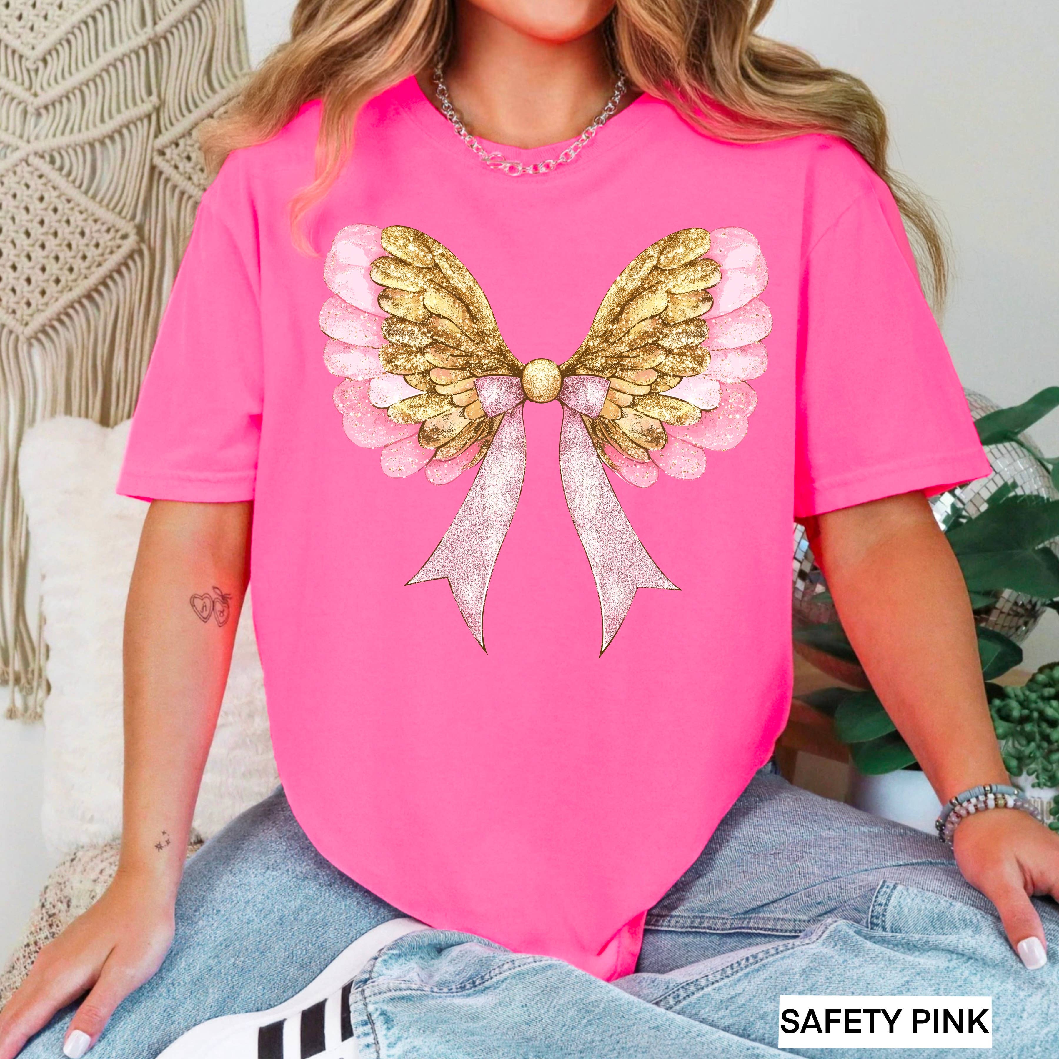 Coquette Angel Wings Faux Glitter Shirt |  Gildan Hoodie, Sweatshirt | PodTeesHub.com