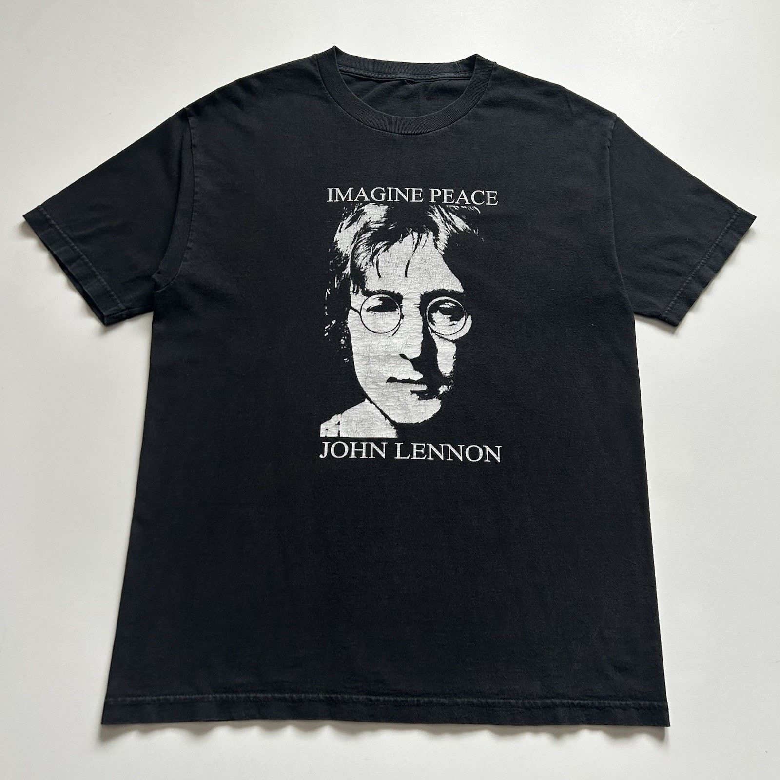 Vintage John Lennon Imagine T Shirt Large Faded Black Rare Hoodie, Sweatshirt | PodTeesHub.com
