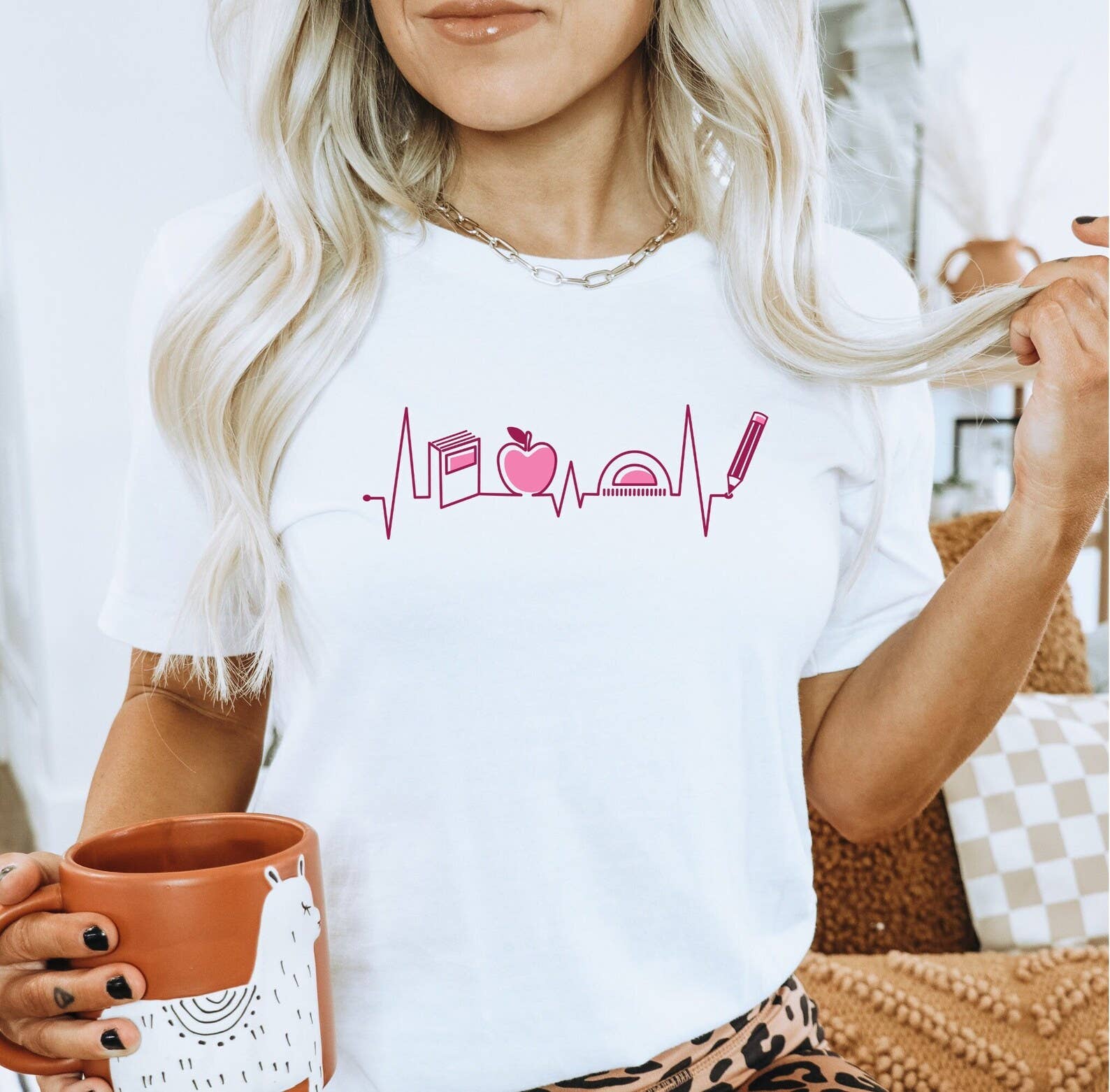 Teacher Heartbeat T-Shirt - Teacher Tee Hoodie, Sweatshirt | PodTeesHub.com