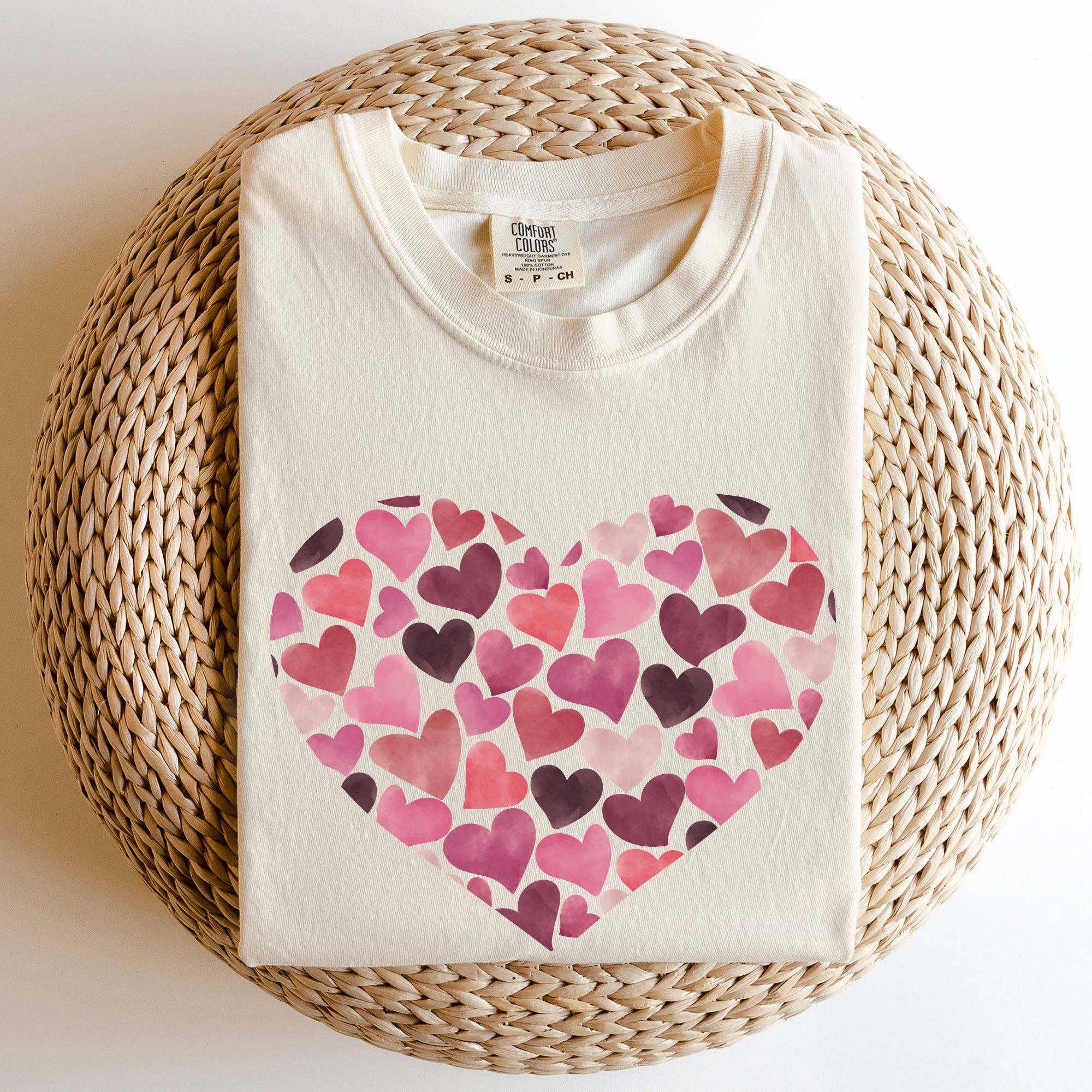 Watercolor Hearts, Comfort Colors Tshirt, Valentine's Day Hoodie, Sweatshirt | PodTeesHub.com