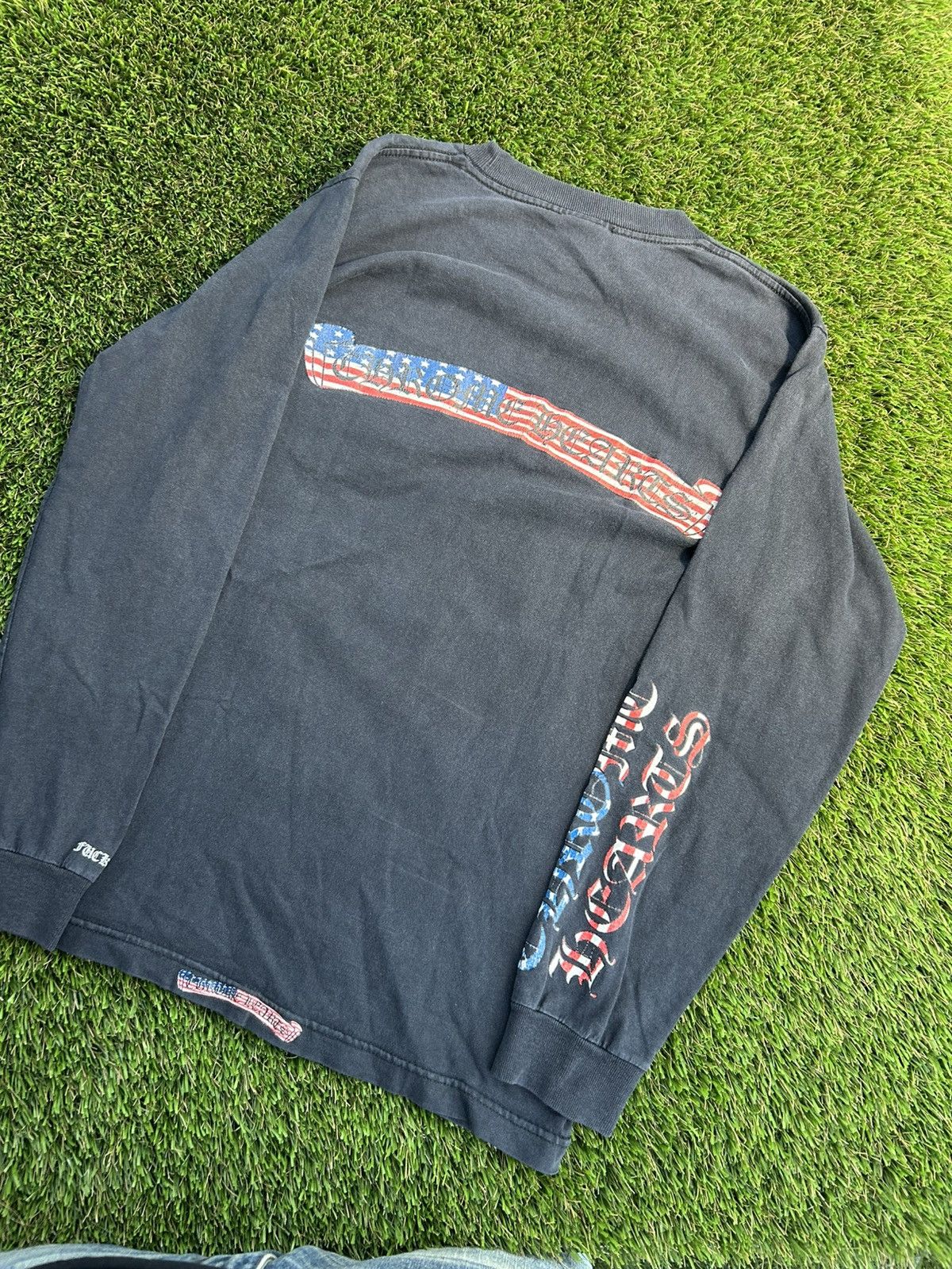 Hearts Chrome Hearts 90s Usa Flag Scroll F Ck You Long Sleeve Tee Hoodie, Sweatshirt | PodTeesHub.com