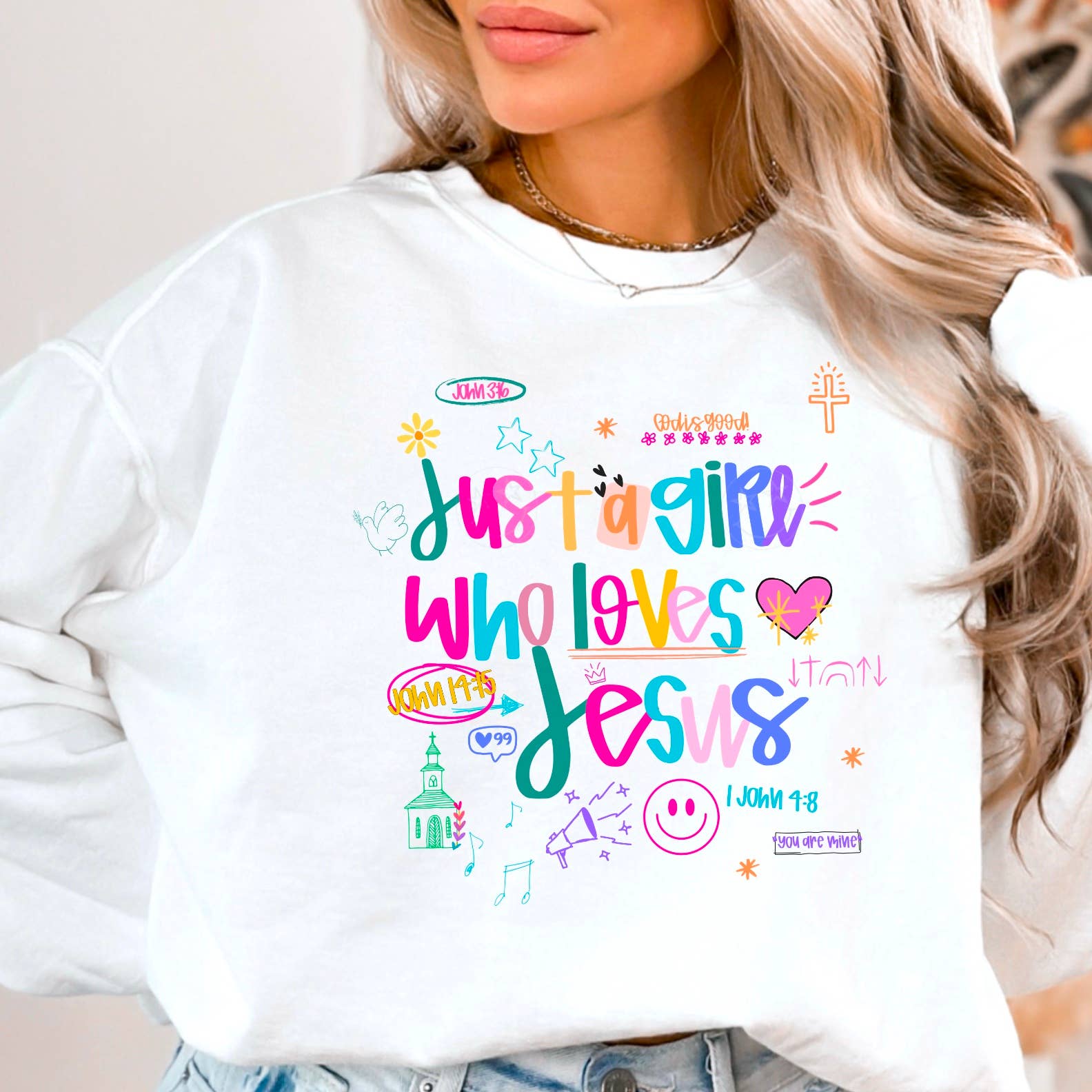 Just A Girl Who Loves Jesus Graphic Sweatshirt | Christian T-Shirts, Hoodie | PodTeesHub.com