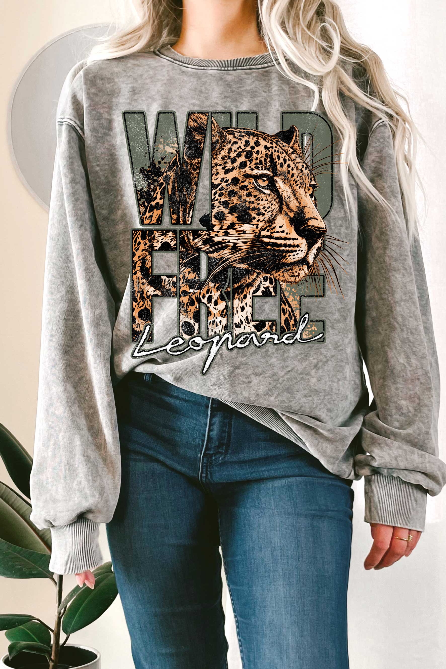 Wild and Free Leopard Mineral Graphic Terry Sweatshirt T-Shirts, Hoodie | PodTeesHub.com