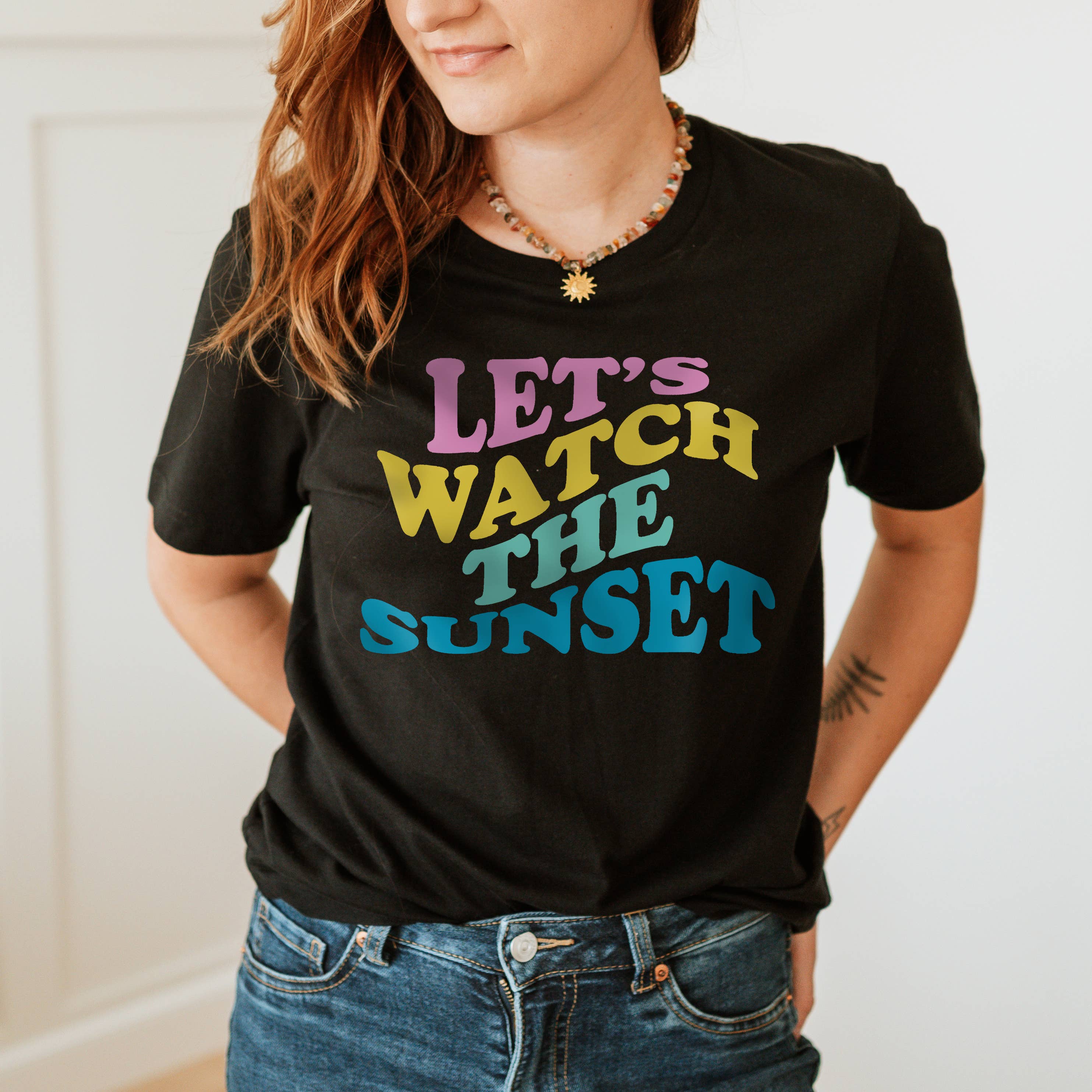 Let's Watch the Sunset Tee | Summer | Sunset | Sizes XS-2XL Hoodie, Sweatshirt | PodTeesHub.com