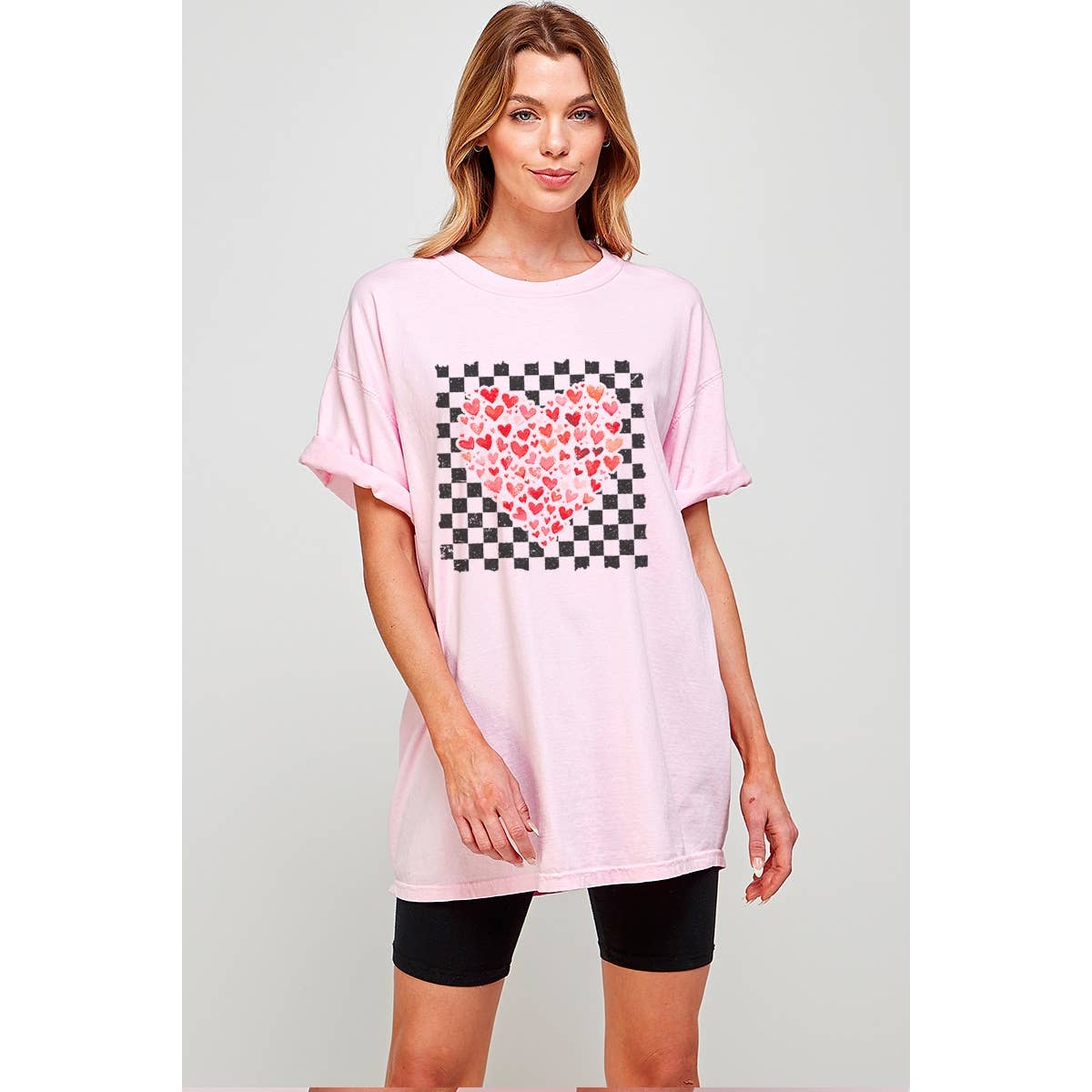 Heart Valentine Graphic Oversized Tee Hoodie, Sweatshirt | PodTeesHub.com