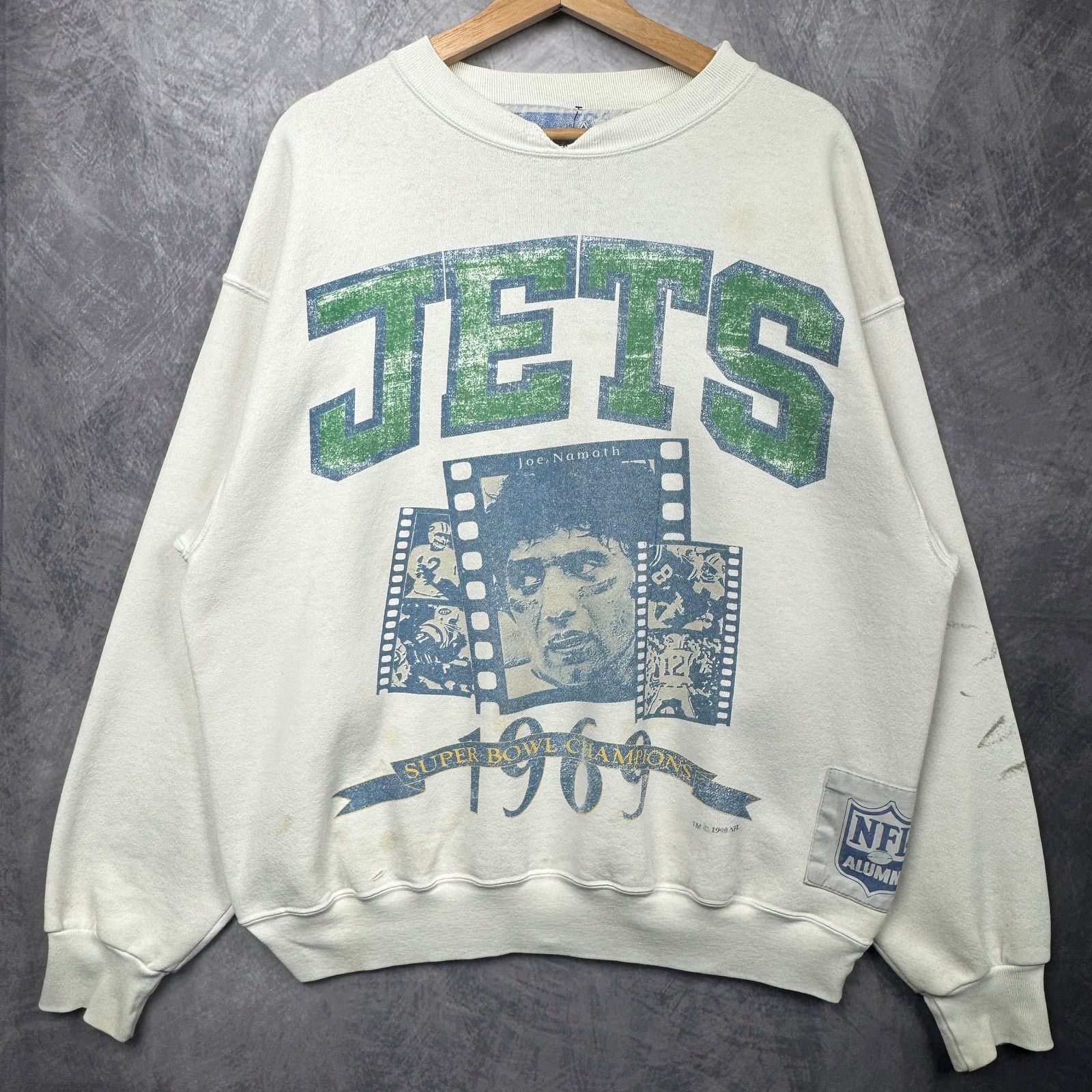 Vintage 90s White New York Jets Logo Graphic Sweatshirt Large 4113 T-Shirts, Hoodie | PodTeesHub.com