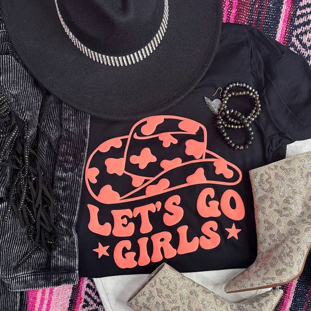 Let's Go Girls Puff Ink Everyday Black Tee Hoodie, Sweatshirt | PodTeesHub.com