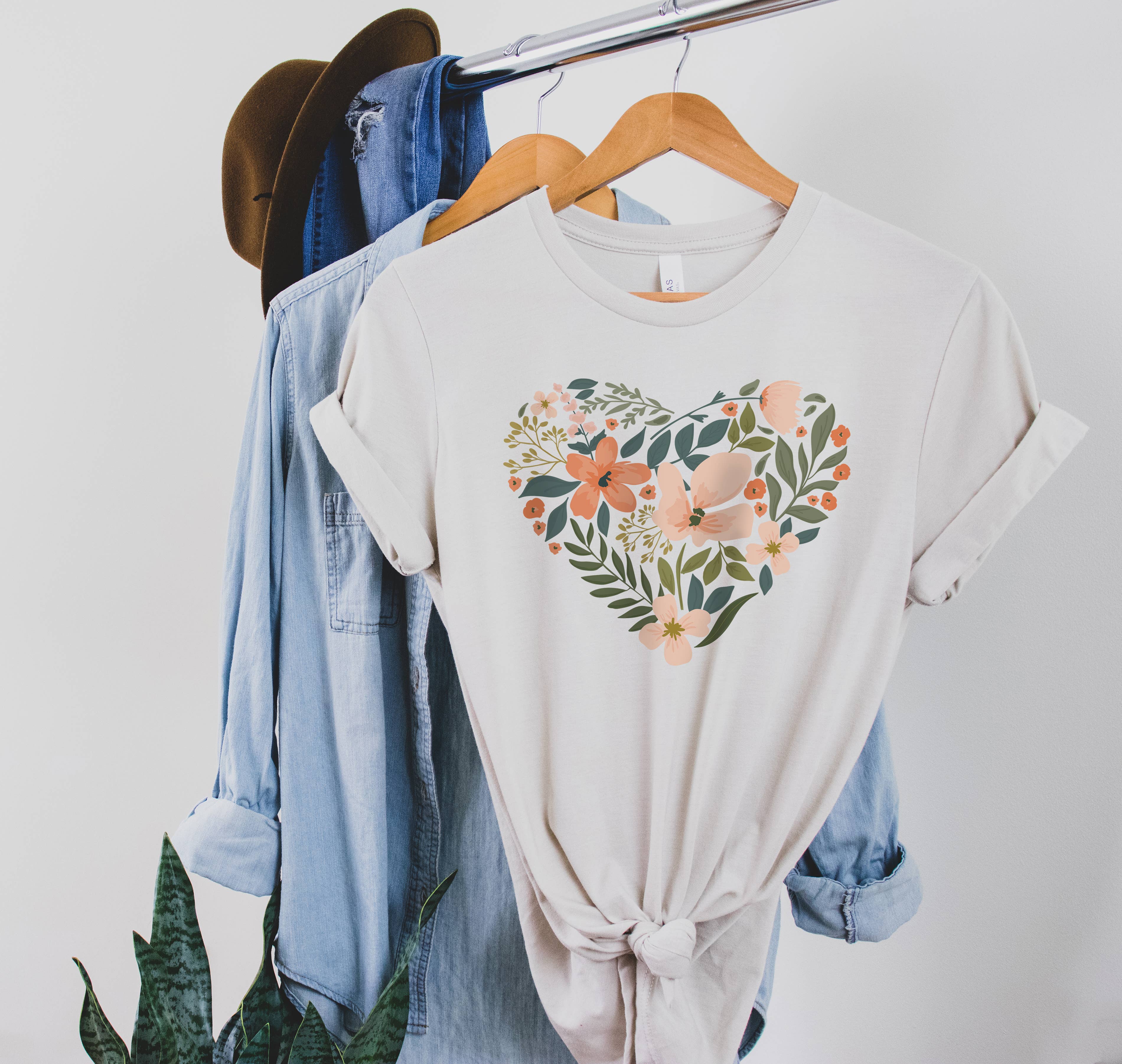 Floral Heart Peachy Tee | Floral | Sizes XS-2XL Hoodie, Sweatshirt | PodTeesHub.com