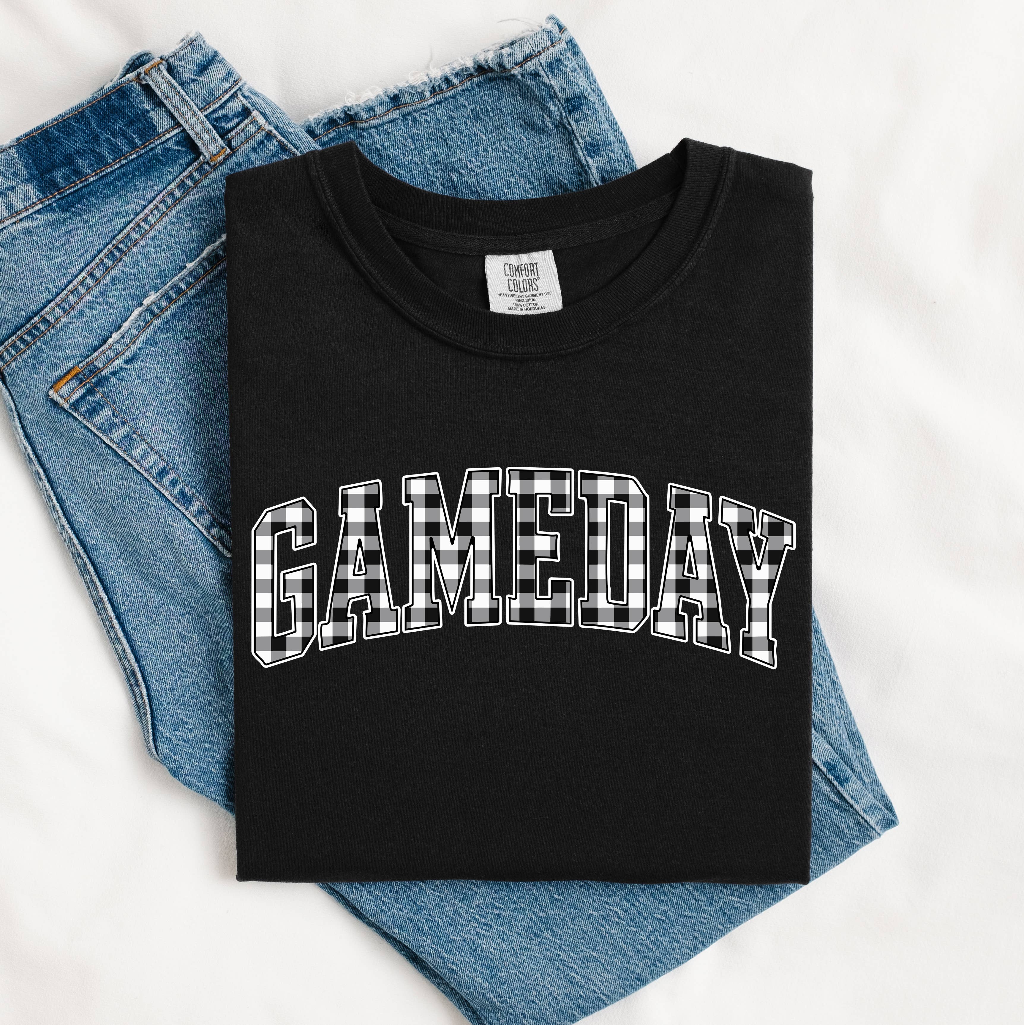 Gingham Gameday Shirt, Gameday Graphic Tee, Gingham Print Hoodie, Sweatshirt | PodTeesHub.com