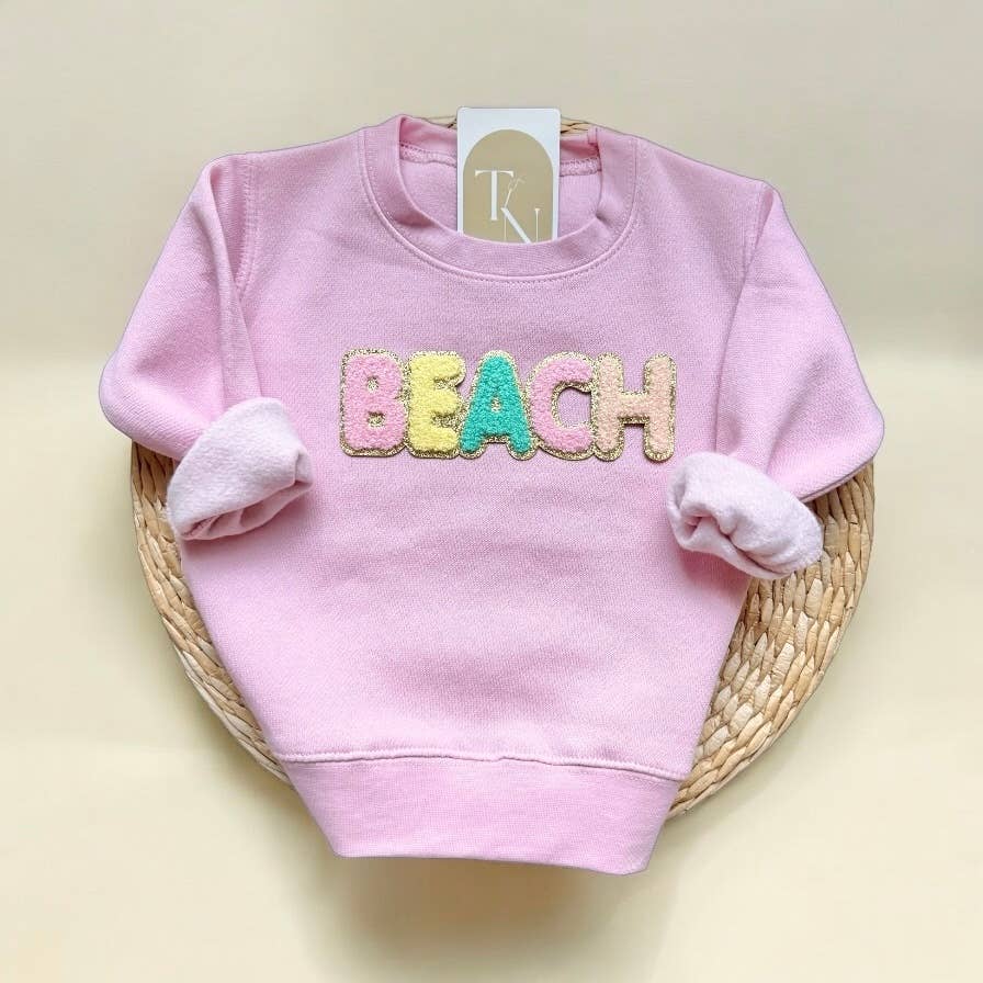 Chenille Patch Beach Toddler Sweatshirt, Beach Sweater T-Shirts, Hoodie | PodTeesHub.com