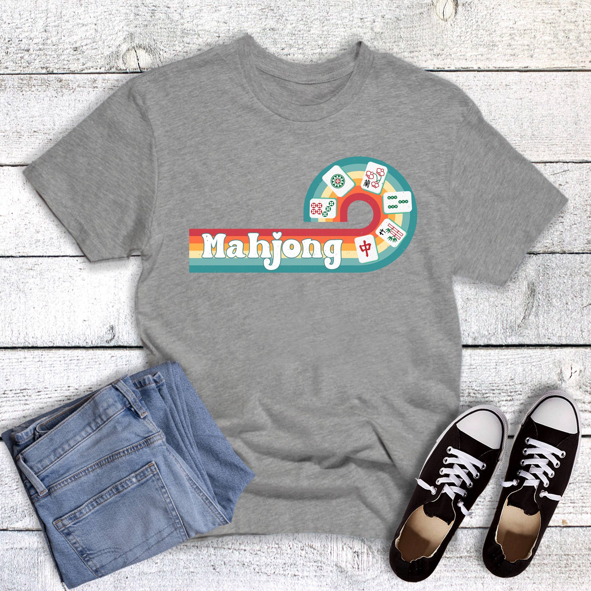 Mahjong Retro Wave Graphic Tee Hoodie, Sweatshirt | PodTeesHub.com