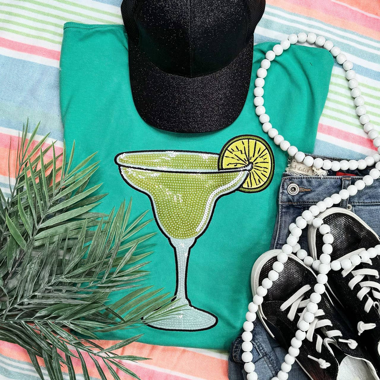 Sequin Margarita Patch Pigment Dyed Tee Hoodie, Sweatshirt | PodTeesHub.com