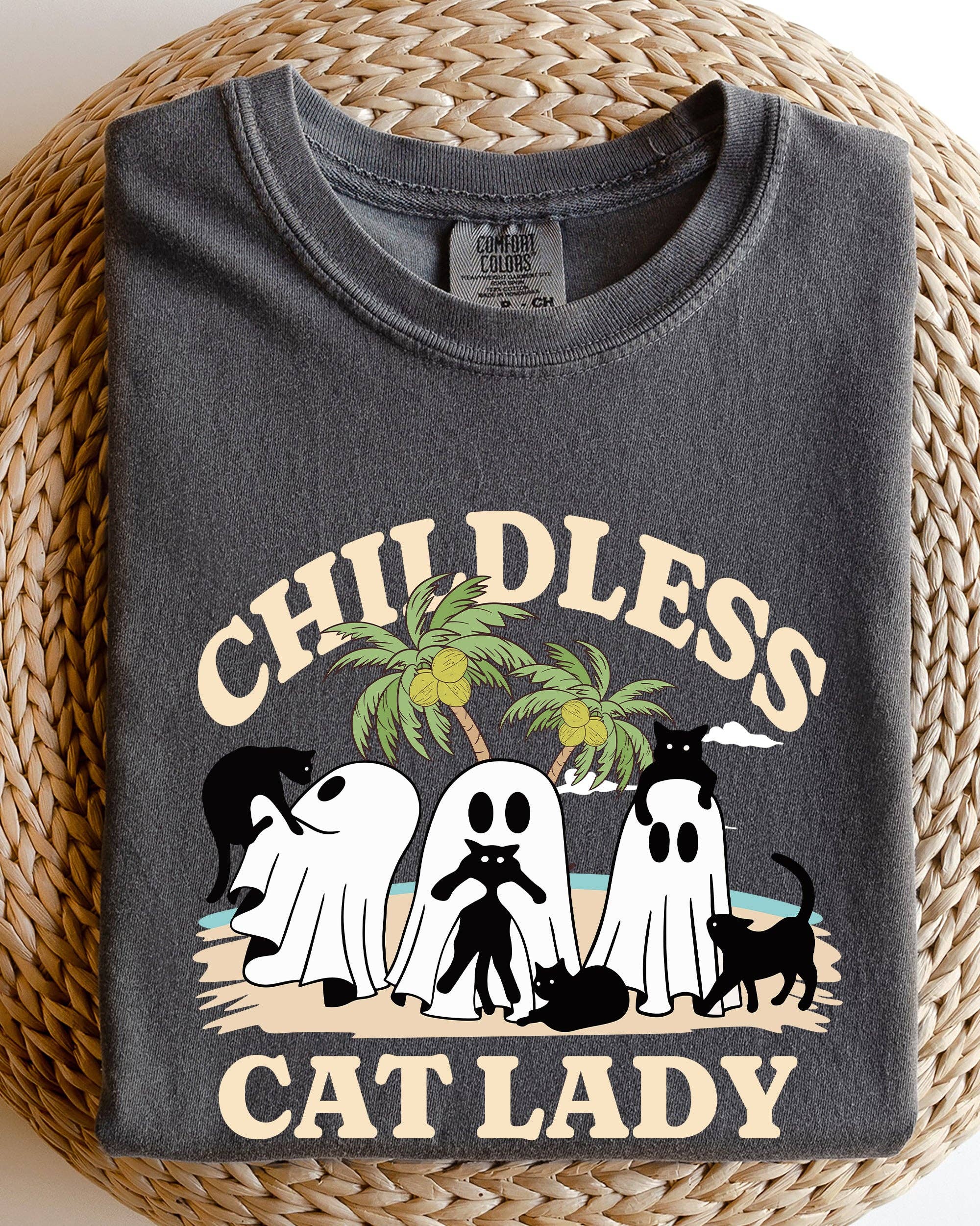 Childless Cat Lady, Ghost, Cats, Funny, Halloween Shirt Hoodie, Sweatshirt | PodTeesHub.com