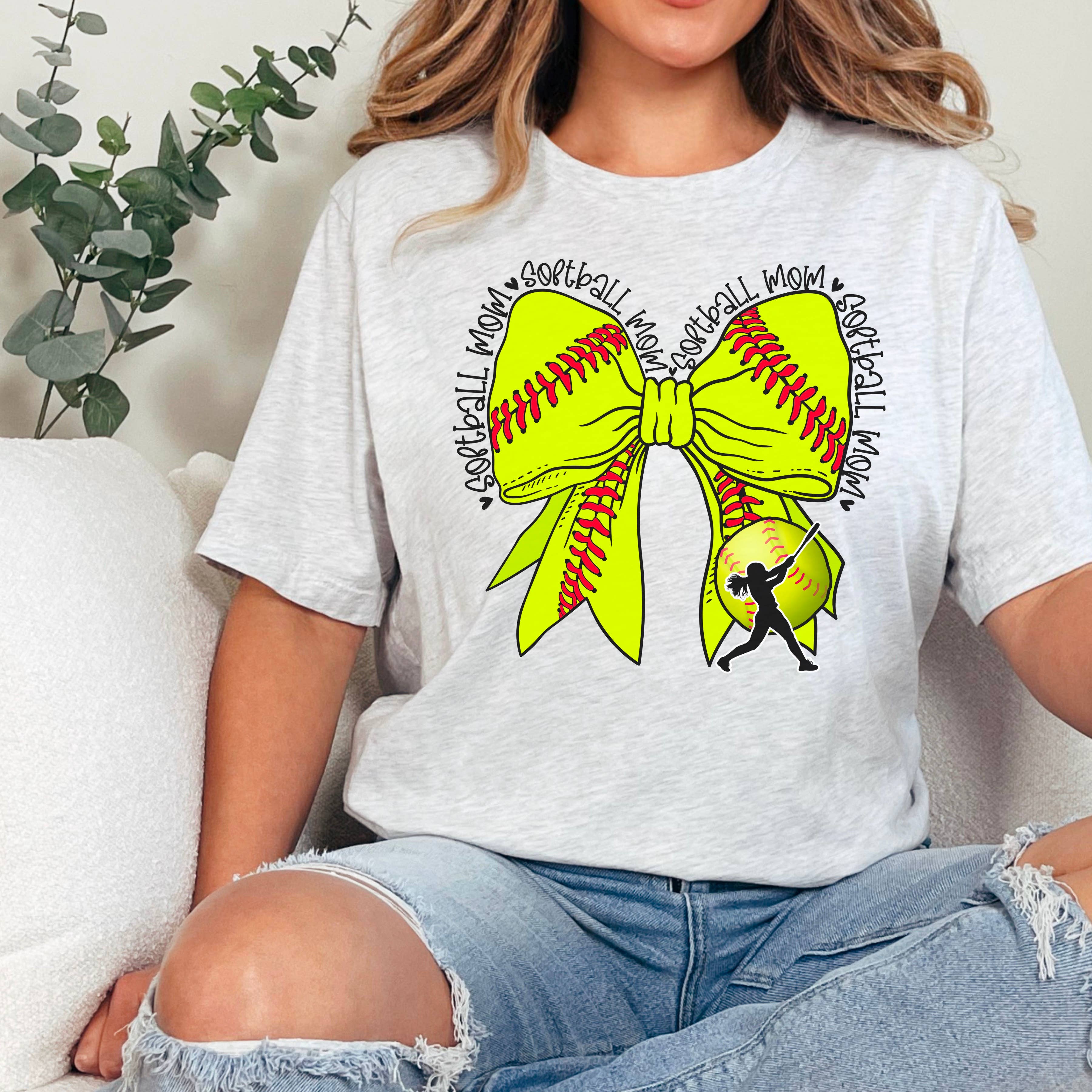 Softball Coquette Bow  Graphic Tee | Gildan Hoodie, Sweatshirt | PodTeesHub.com
