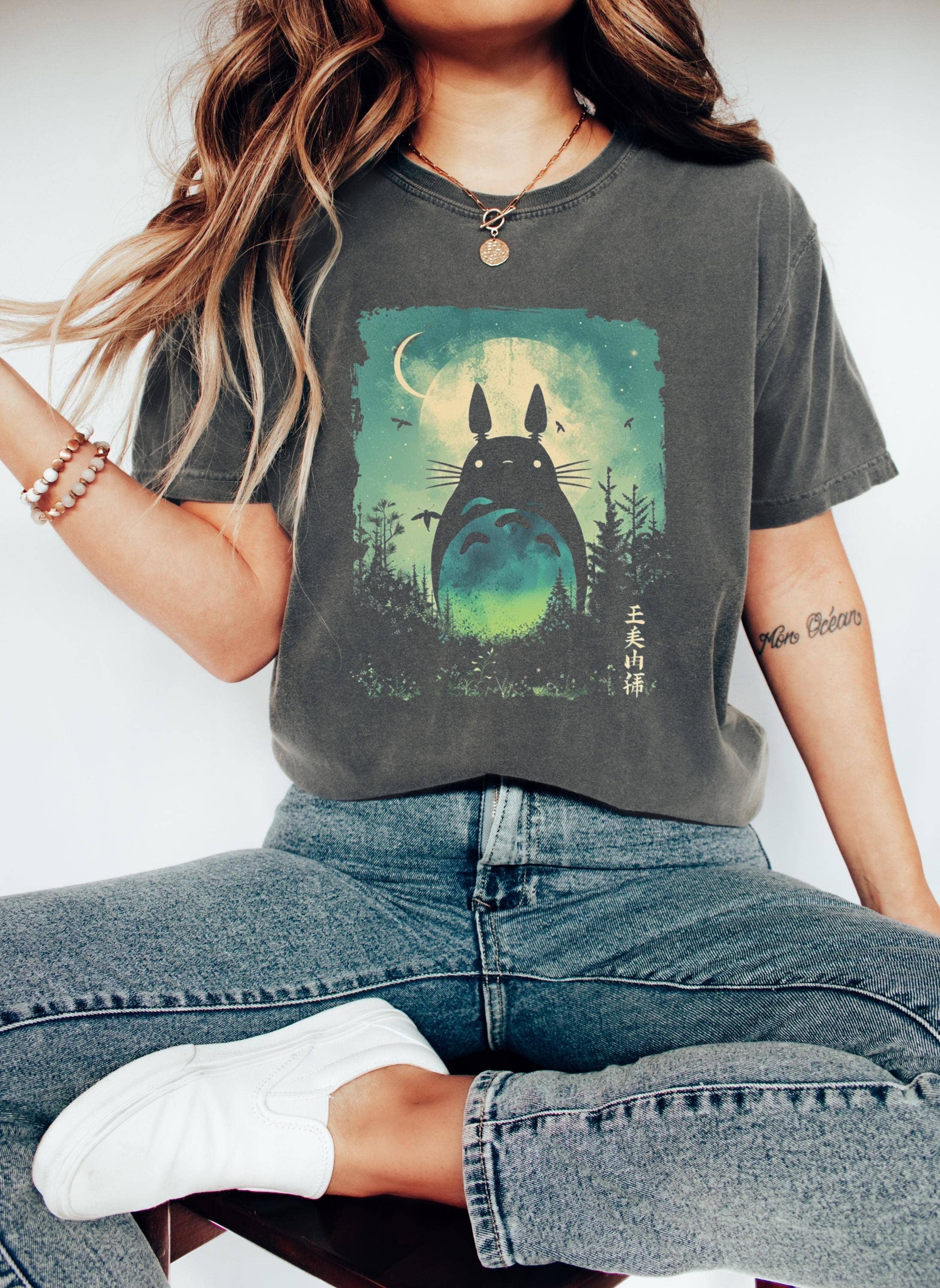 Totoro Forest Guardian Vaporwave Ghibli Tee Hoodie, Sweatshirt | PodTeesHub.com