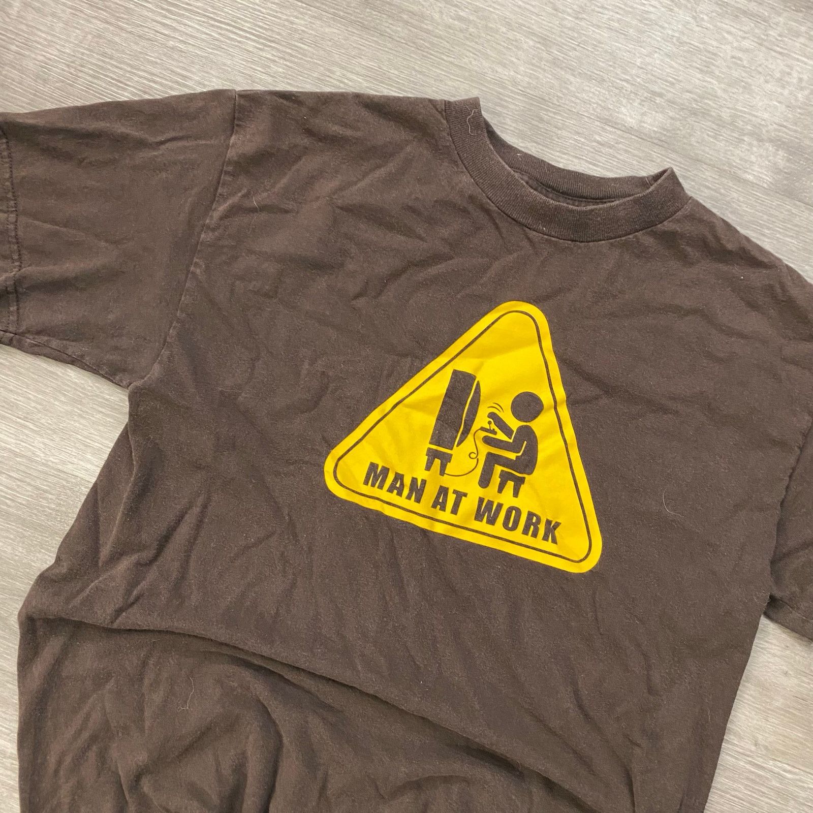 Vintage Man At Work Brown Parody Comedy Shirt Medium Gaming Hoodie, Sweatshirt | PodTeesHub.com