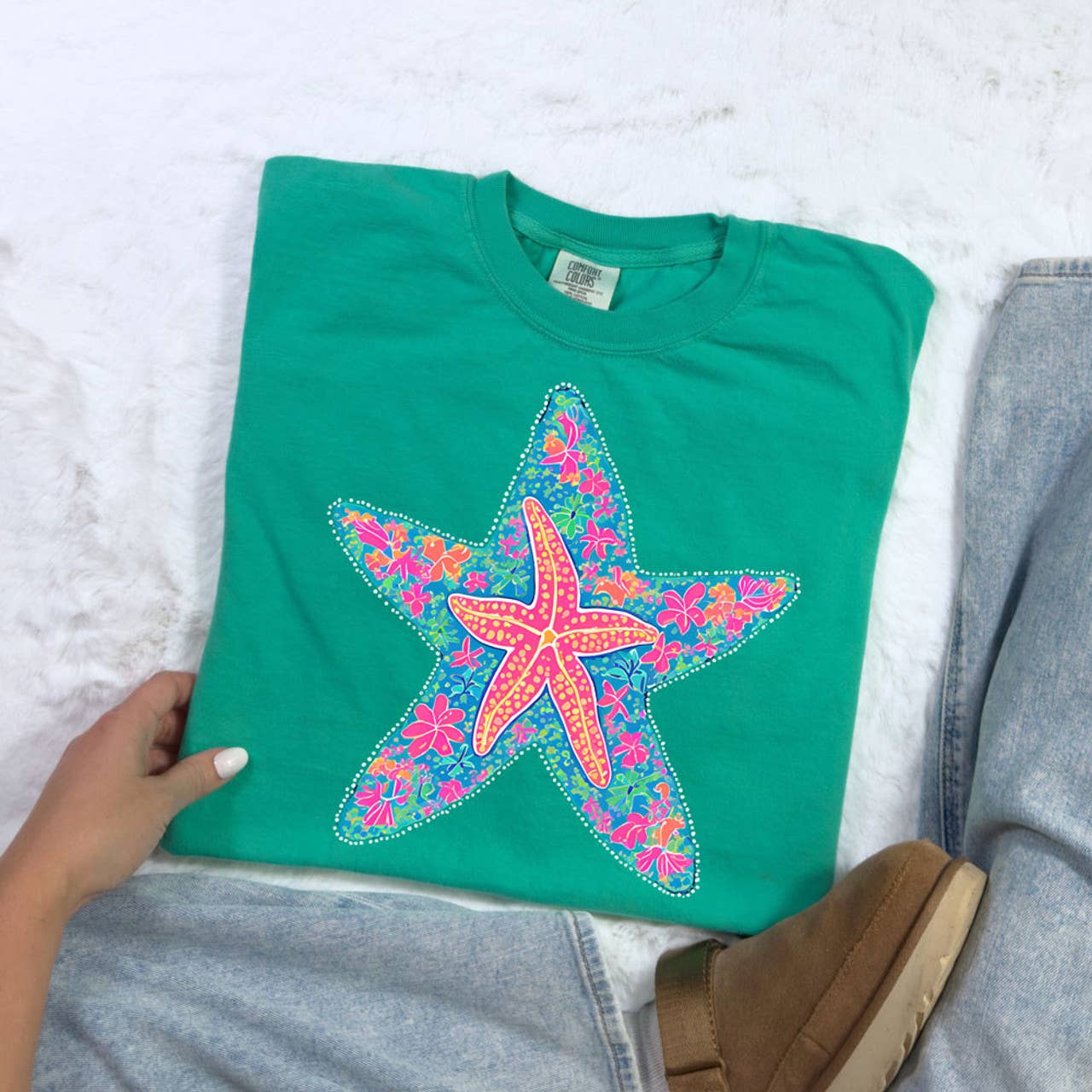 Starfish Floral Tee Hoodie, Sweatshirt | PodTeesHub.com