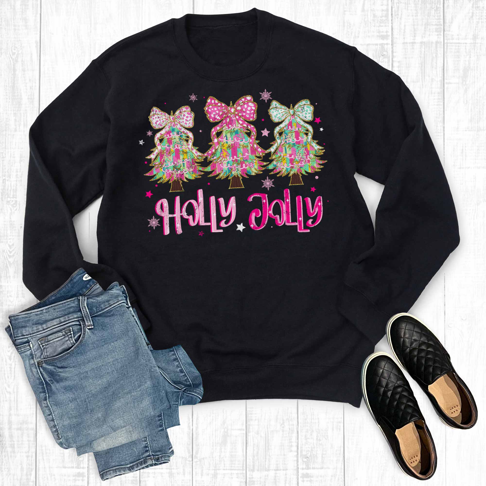 Retro Christmas Holly Jolly Colorful Trees Sweatshirt T-Shirts, Hoodie | PodTeesHub.com