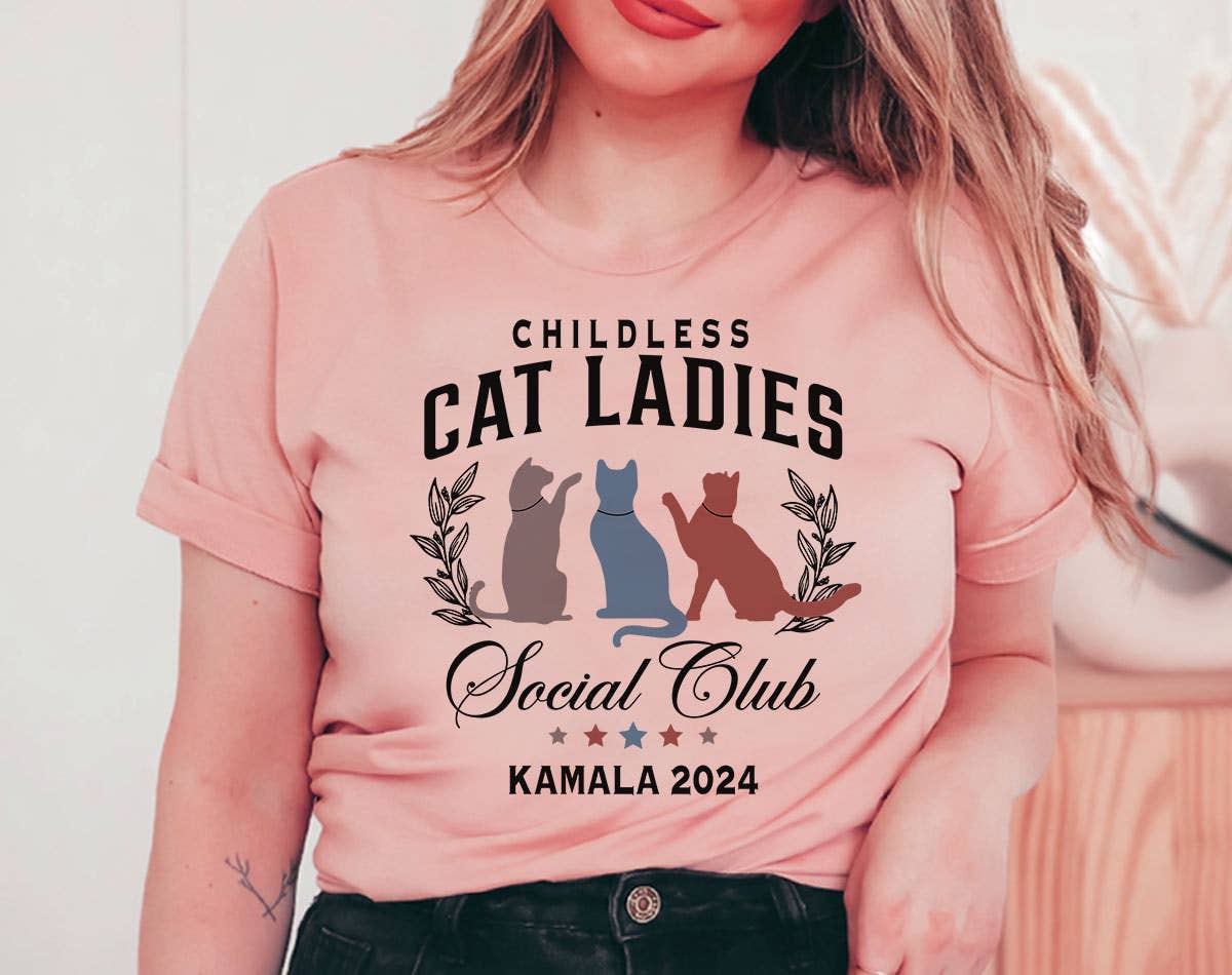 Childless Cat Ladies For Social - Kamala Harris T-Shirt Hoodie, Sweatshirt | PodTeesHub.com