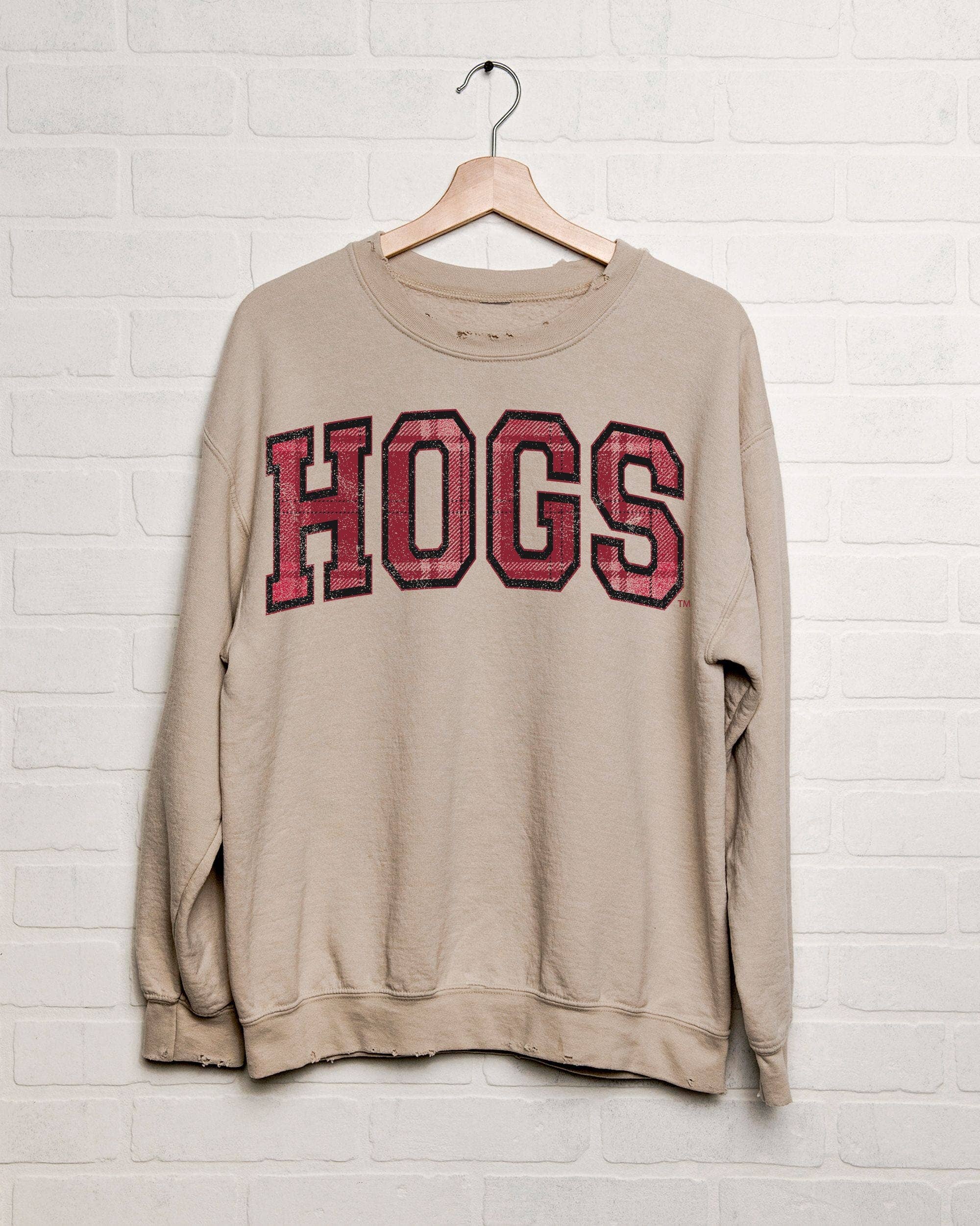 Arkansas Razorbacks Hogs Tartan Sand Thrifted Sweatshirt T-Shirts, Hoodie | PodTeesHub.com