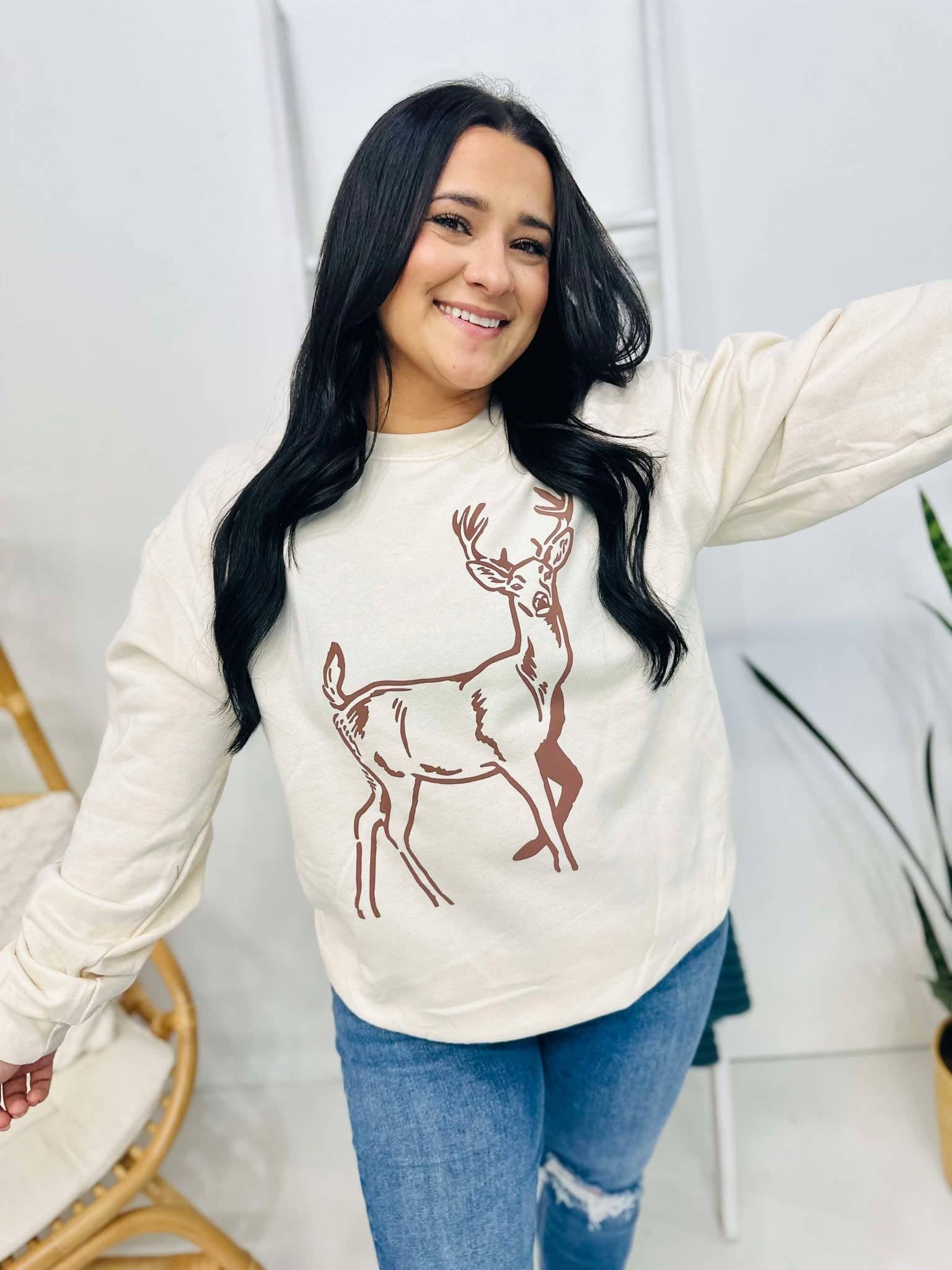 Deer Outline Puff Sweatshirt T-Shirts, Hoodie | PodTeesHub.com