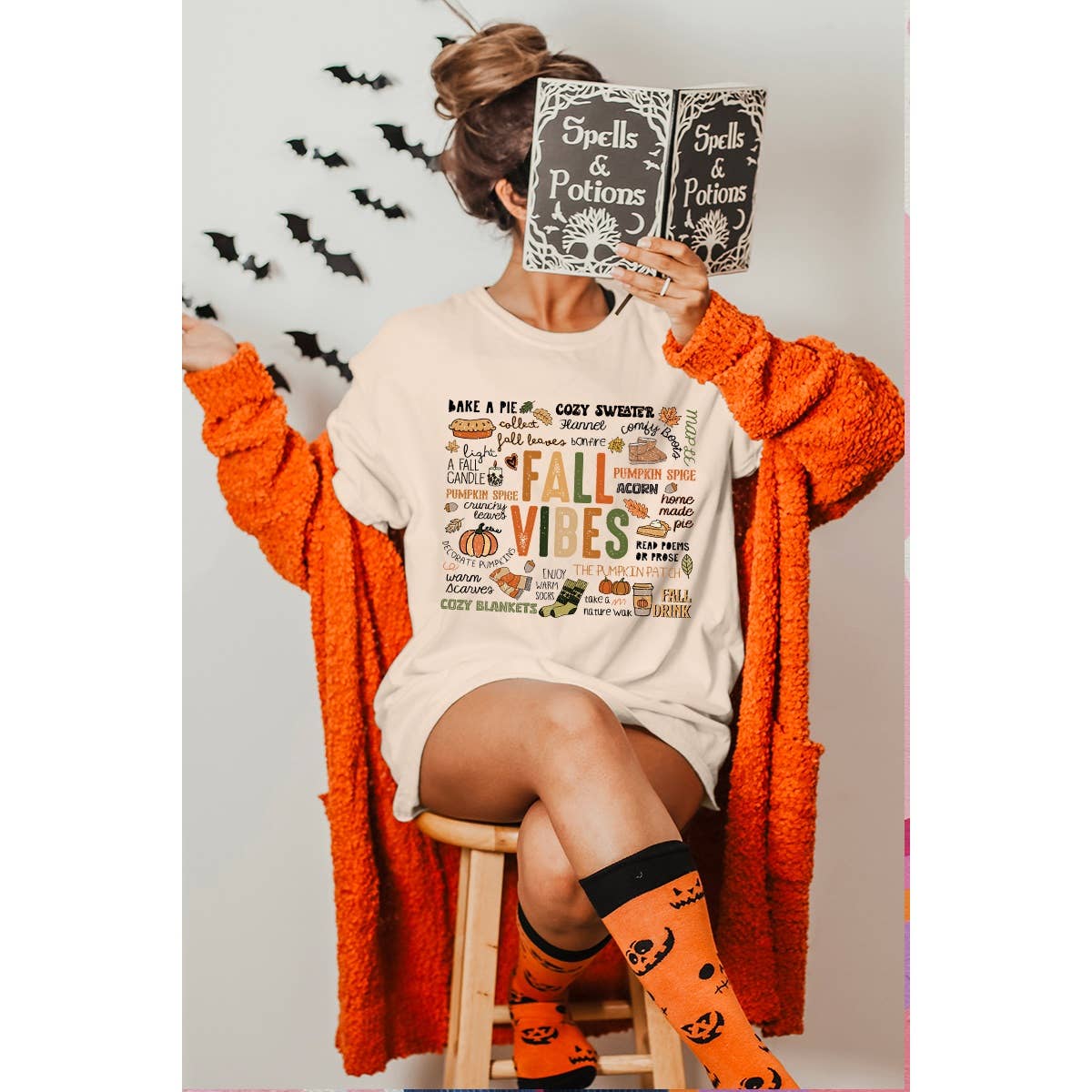 Fall Vibes Vintage Graphic Oversized Tee Hoodie, Sweatshirt | PodTeesHub.com