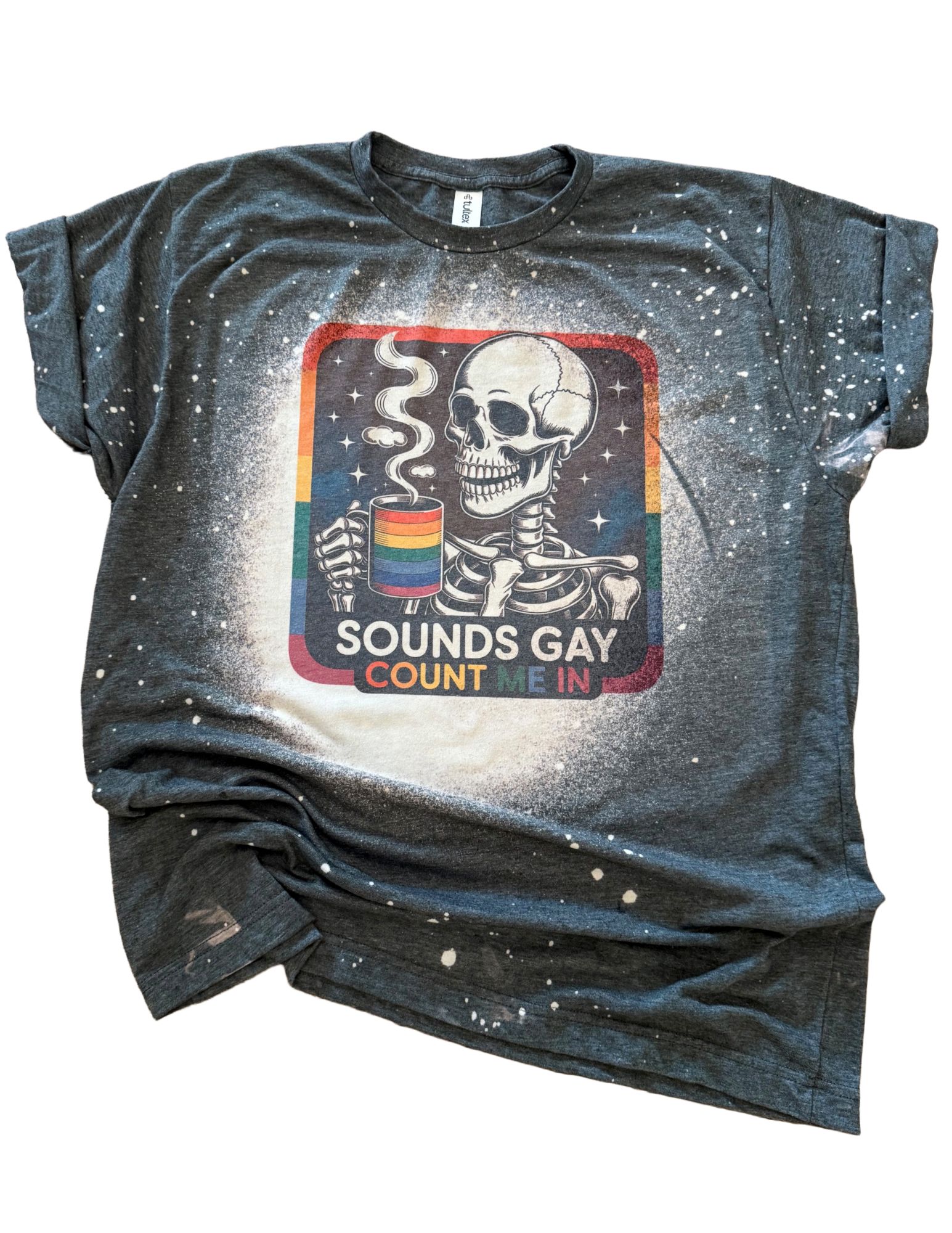 Sounds Gay, Count Me in Pride Bleached Tee Hoodie, Sweatshirt | PodTeesHub.com