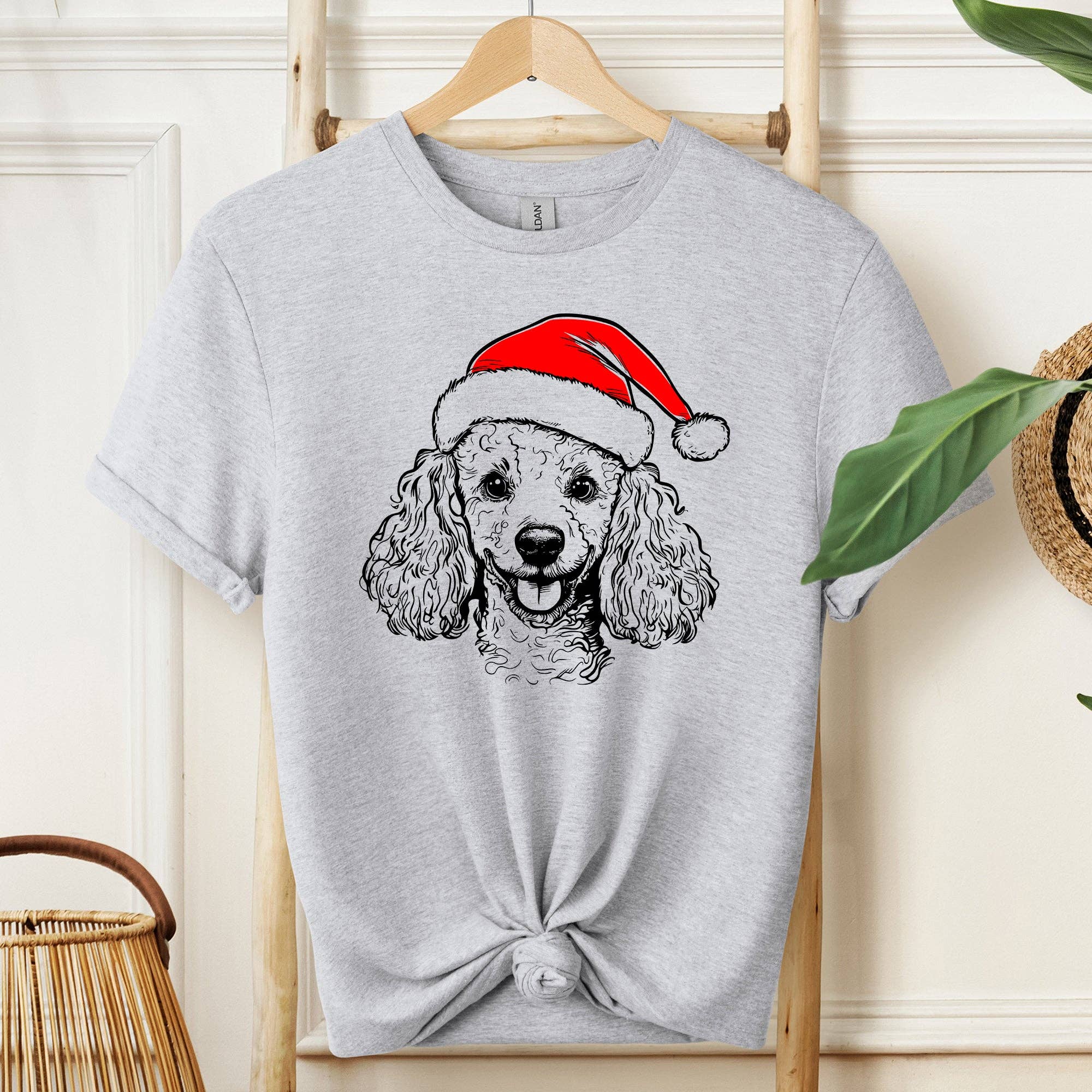 Poodle, Santa, Dog, Christmas, Dog Lover, Pet T-Shirt Hoodie, Sweatshirt | PodTeesHub.com