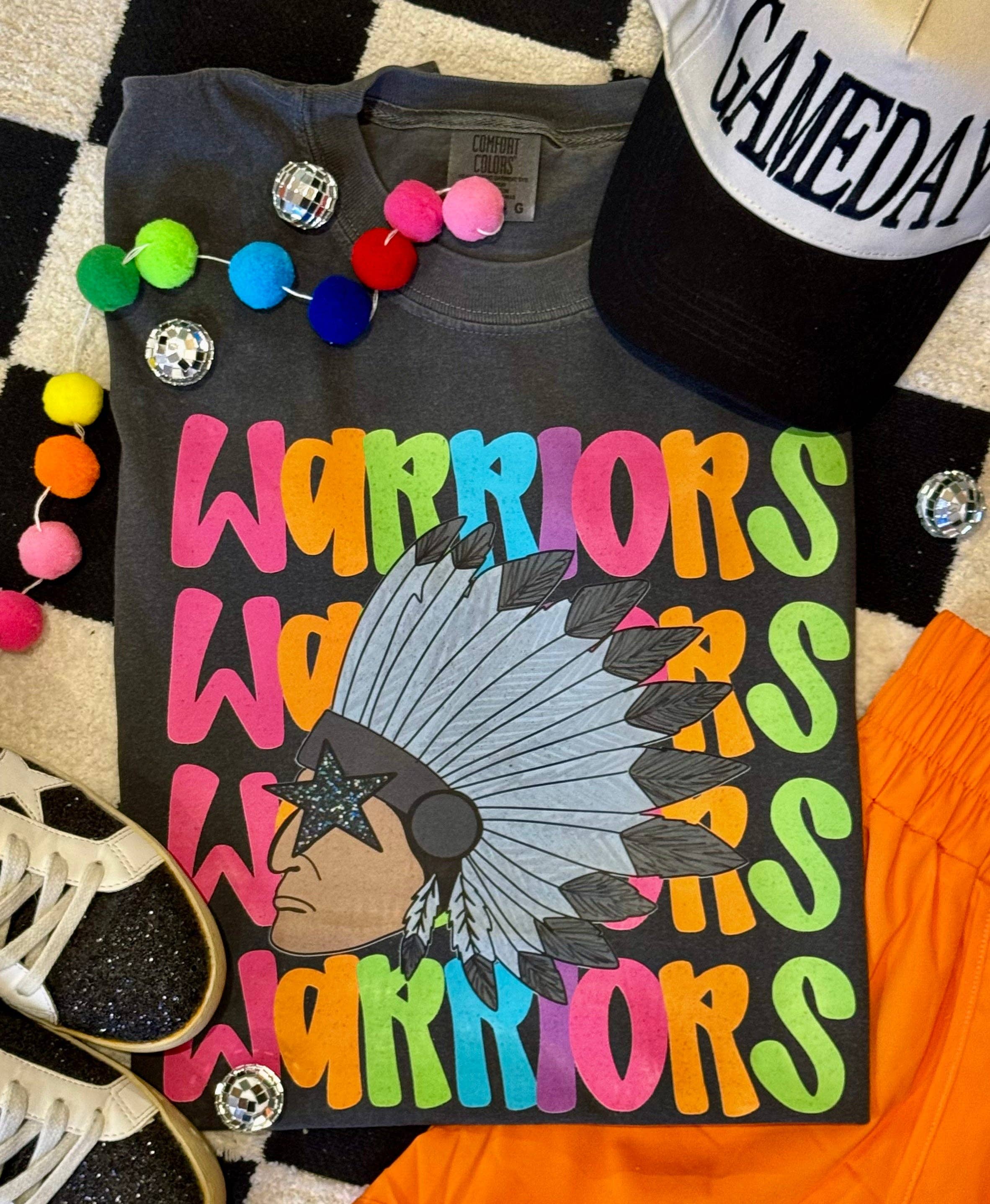 Warriors Neon Mascot Tee Hoodie, Sweatshirt | PodTeesHub.com