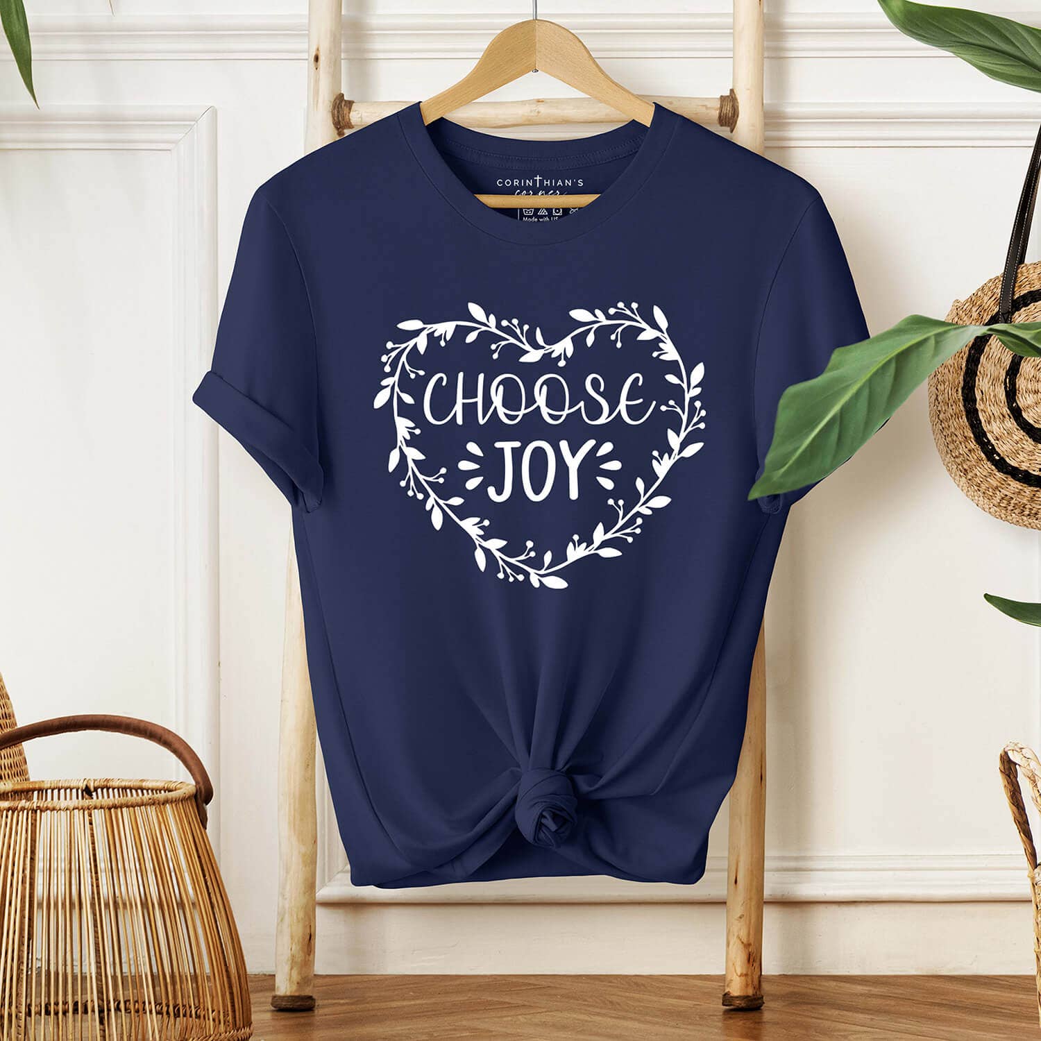 Choose Joy Shirt Christian Graphic Tee Shirt (Navy) Hoodie, Sweatshirt | PodTeesHub.com