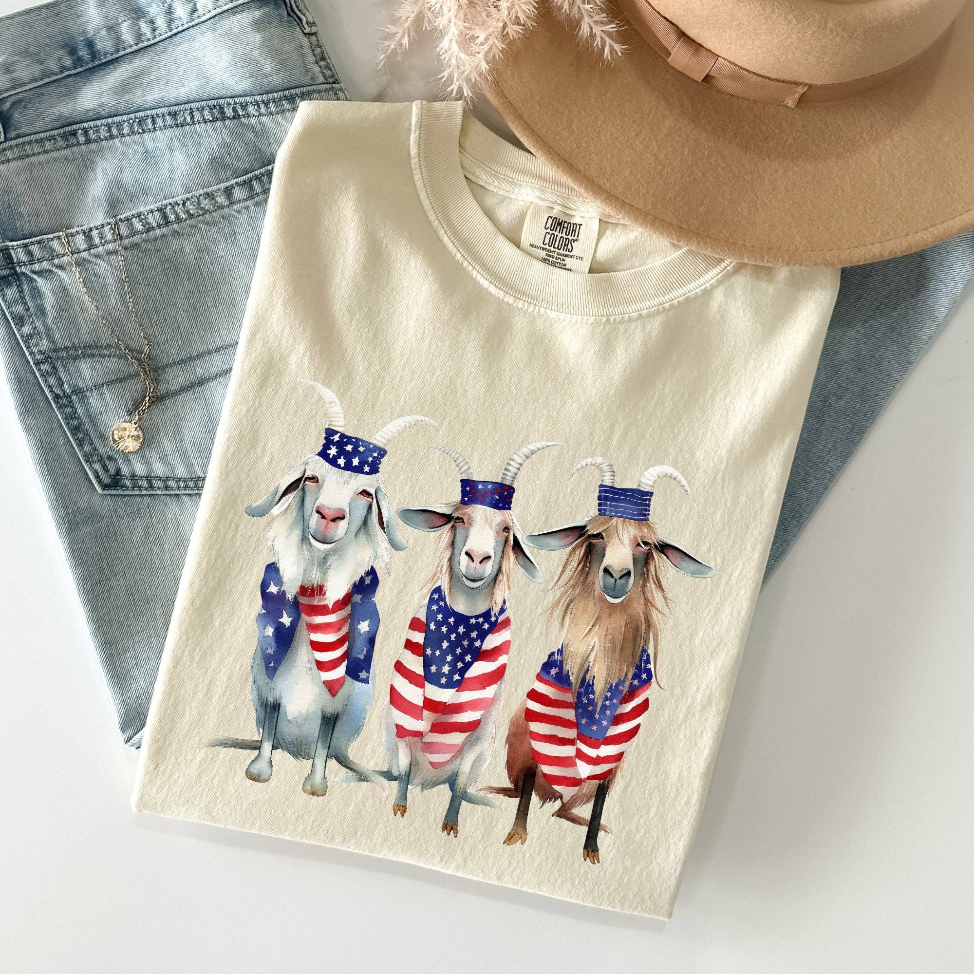 Patriotic Goats, Hippie, Funny, Patriotic 4th of July Tshirt Hoodie, Sweatshirt | PodTeesHub.com