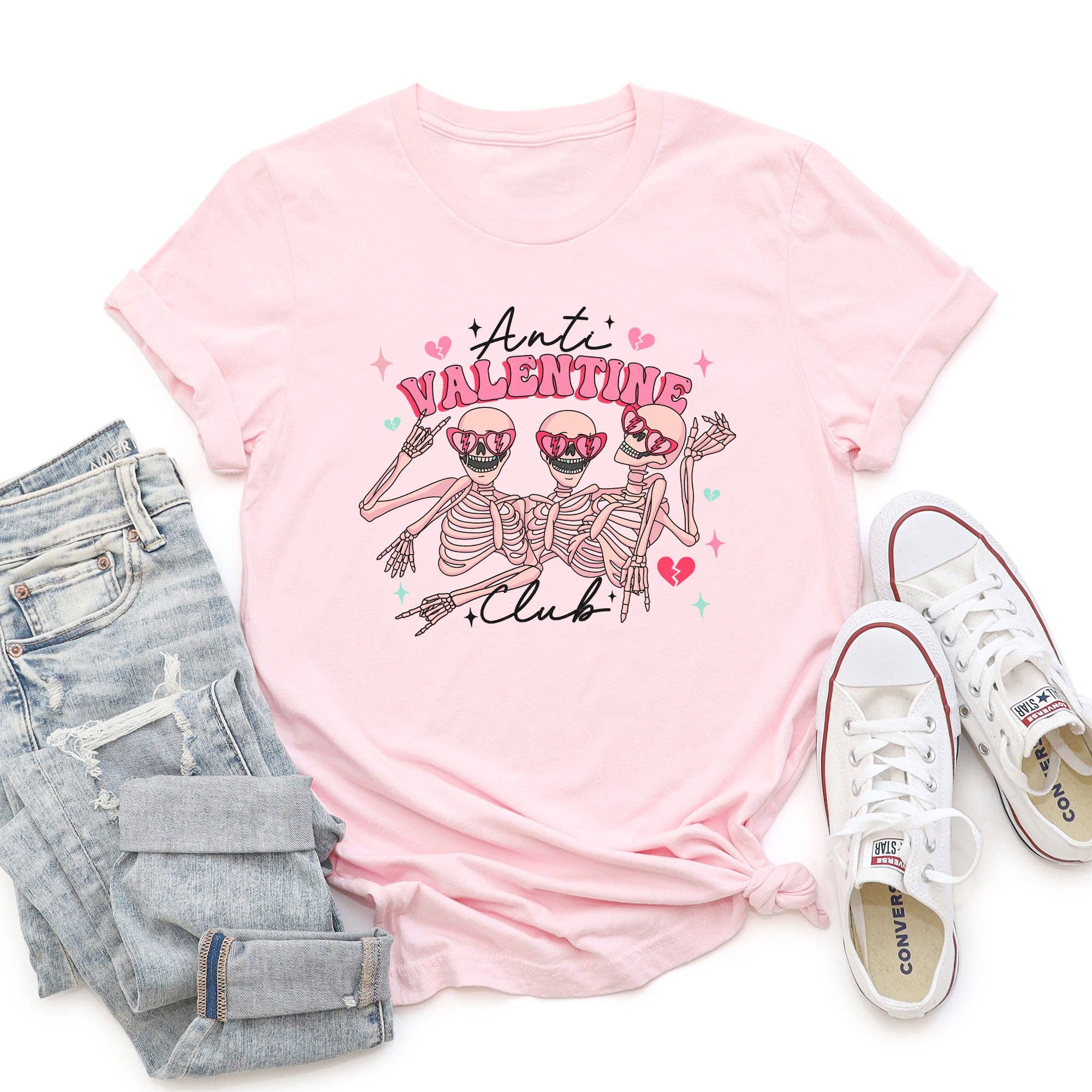 Anti Valentine's Club, Skeleton, Super Soft Tshirt, Valentine's Day Hoodie, Sweatshirt | PodTeesHub.com