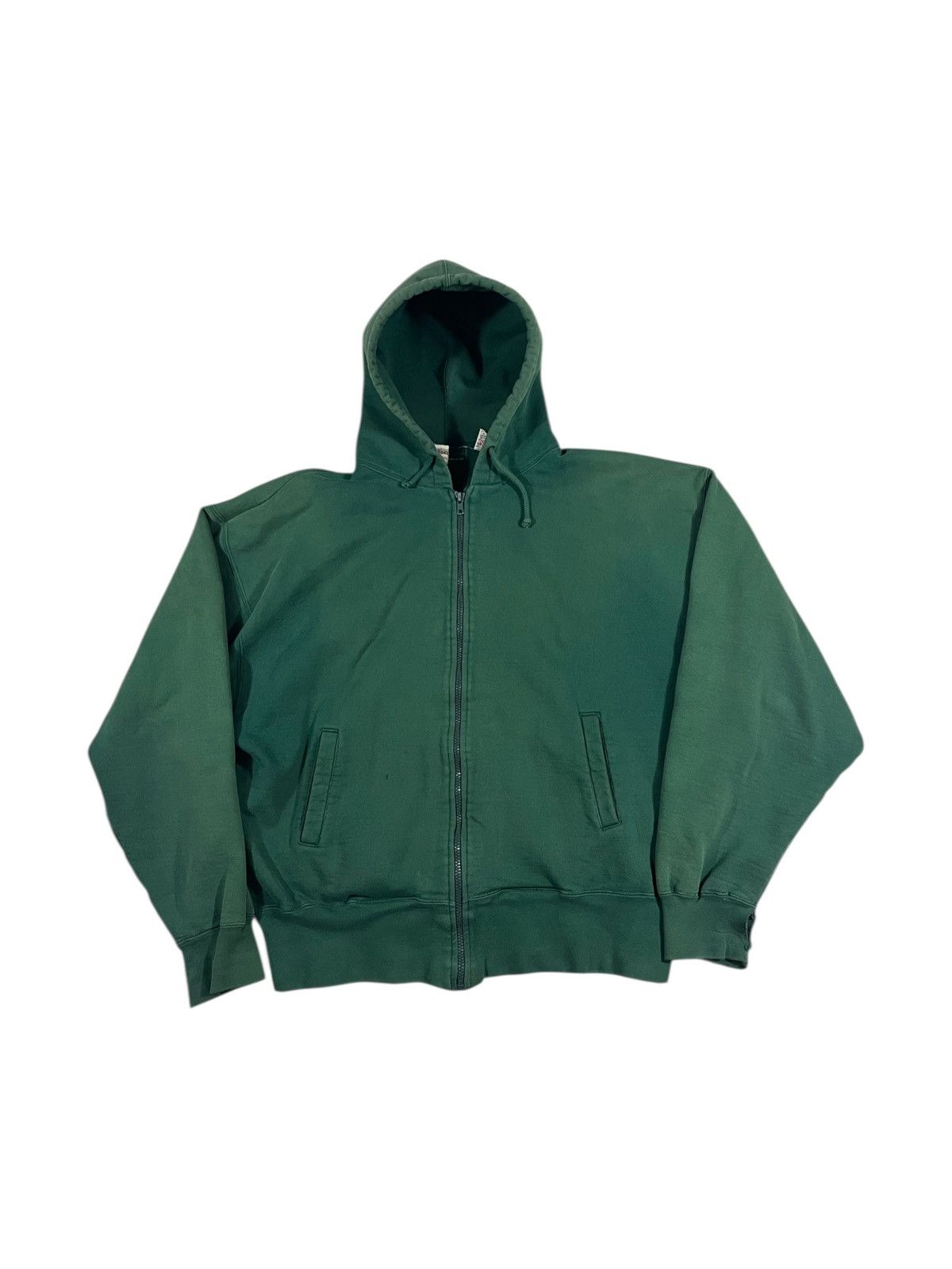 Vintage Faded Green Heavyweight Zip Hoodie Sweatshirt T-Shirts | PodTeesHub.com
