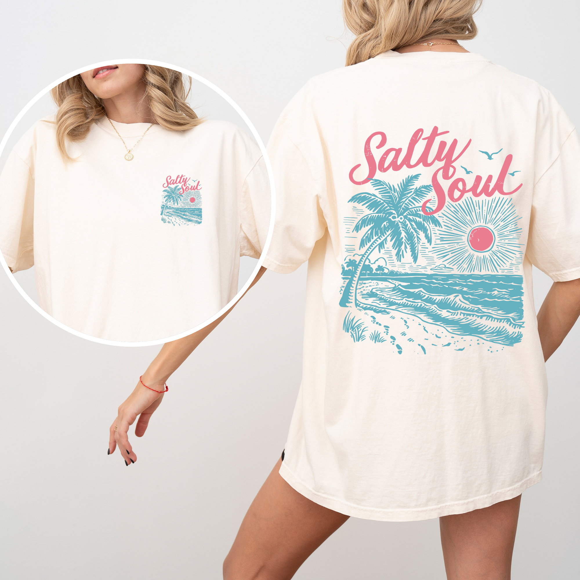 Salty Soul, Beach, Sunset, Palm Trees, Summer T-Shirt Hoodie, Sweatshirt | PodTeesHub.com