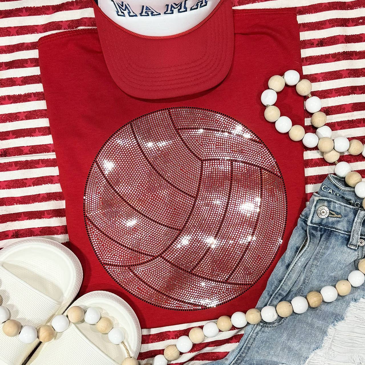 Spangled Volleyball Transfer Red Everyday Tee Hoodie, Sweatshirt | PodTeesHub.com