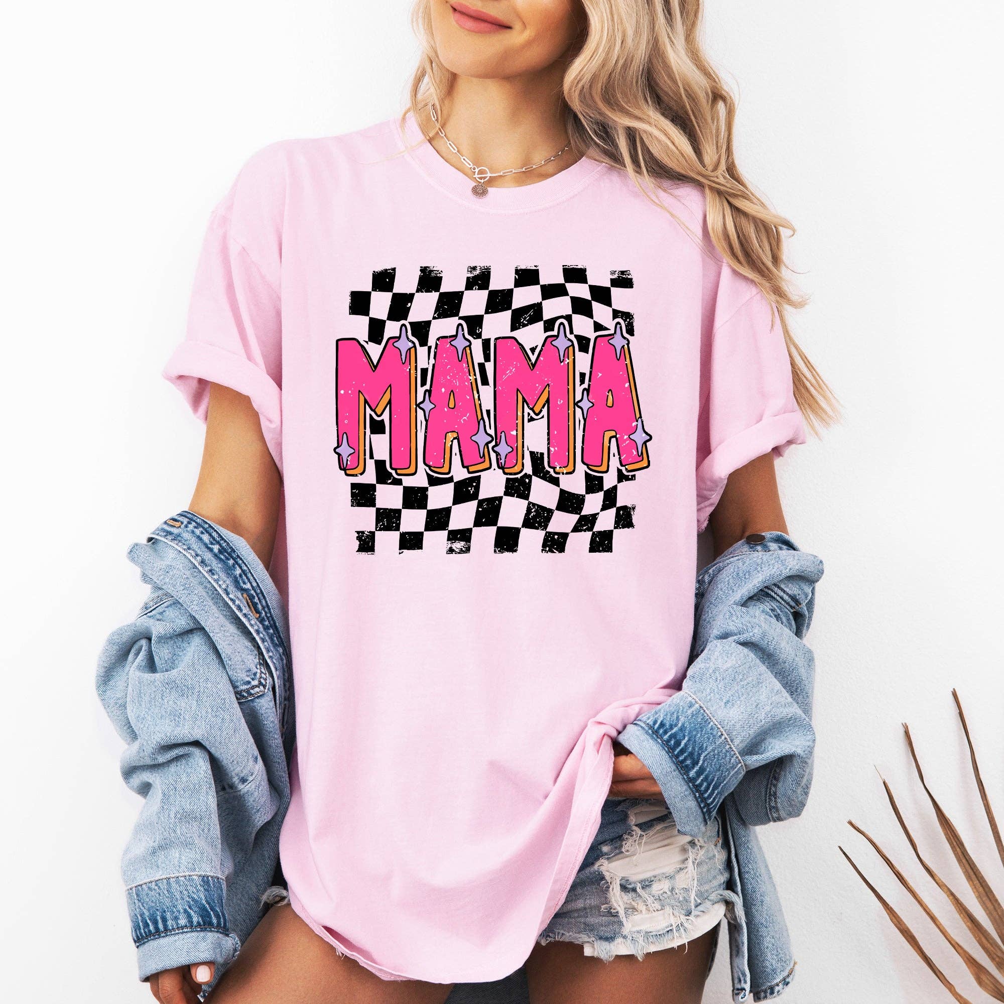 Mama, Checkered, Vibrant, Retro, Vintage Tshirt Hoodie, Sweatshirt | PodTeesHub.com